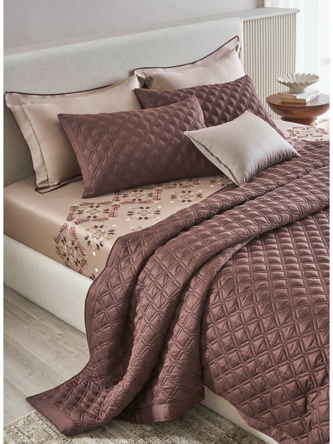 SANSAAR A DDECOR BRAND LIVE CONSCIOUSLY Pink Printed 7Pcs Cotton Double Queen Bedding Set-image-13
