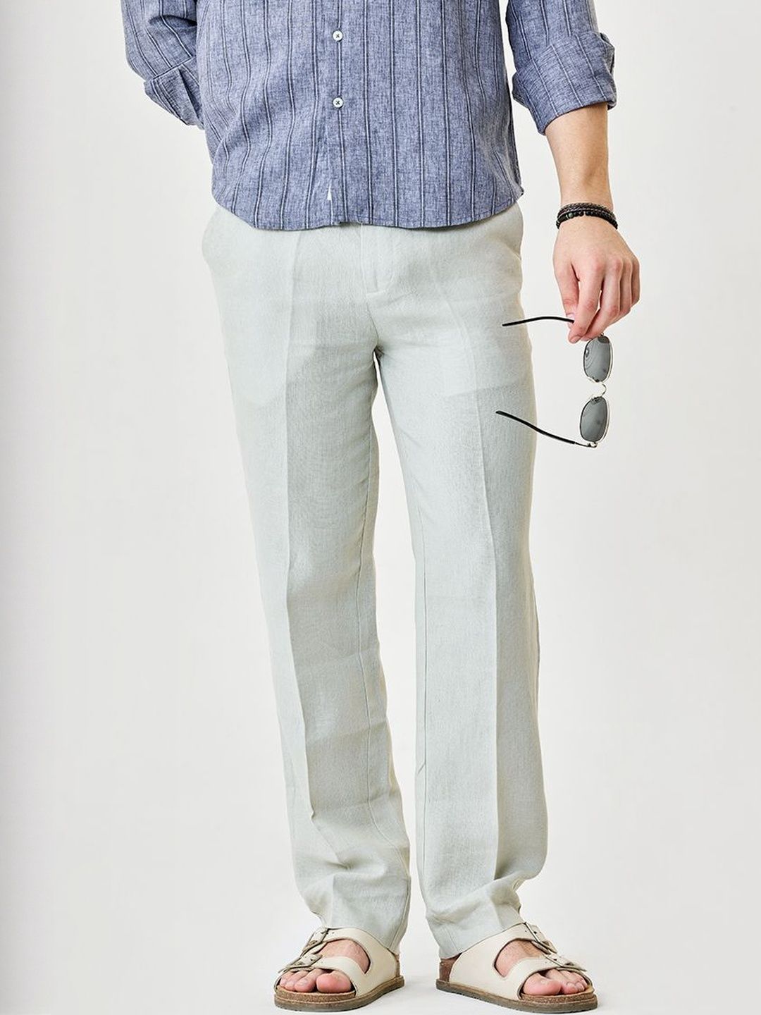 Snitch Men Textured Straight Fit Regular Trousers-picture-29