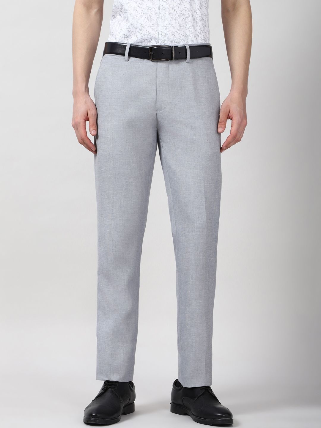 Peter England Elite Men Textured Slim Fit Formal Trousers-picture-27