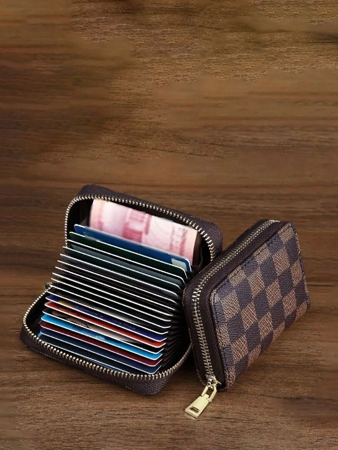 WATCHSTAR Unisex Checked Leather Zip Around Wallet-picture-32