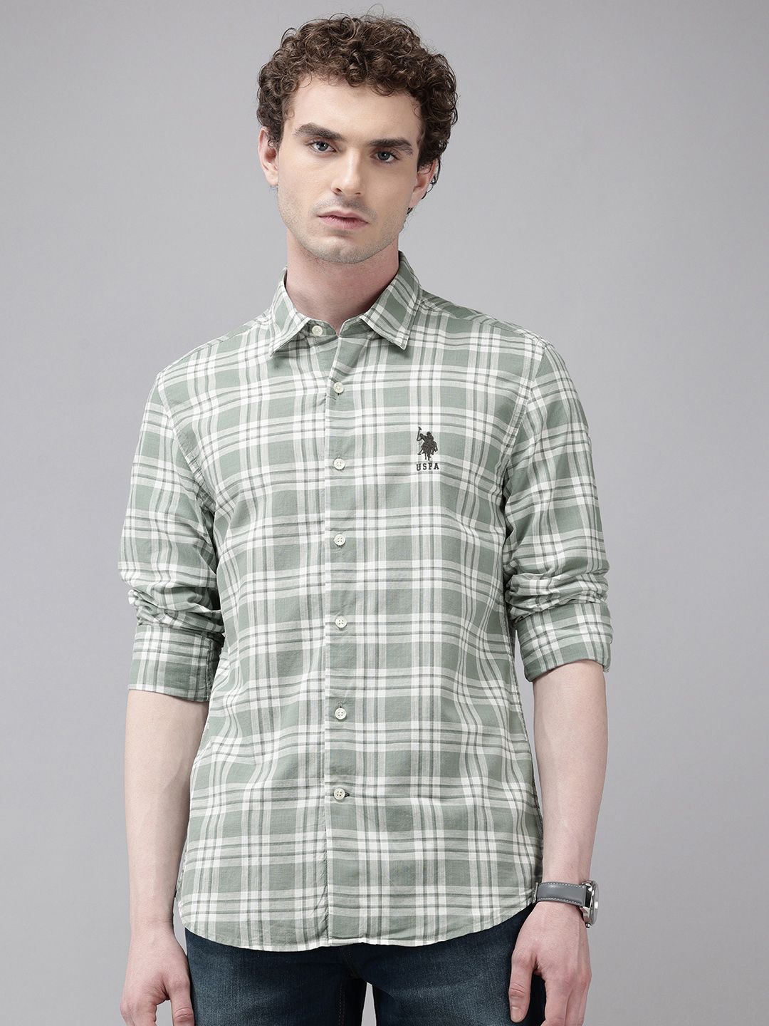 U.S. Polo Assn. Denim Co. Pure Cotton Tartan Checks Casual Shirt-picture-18