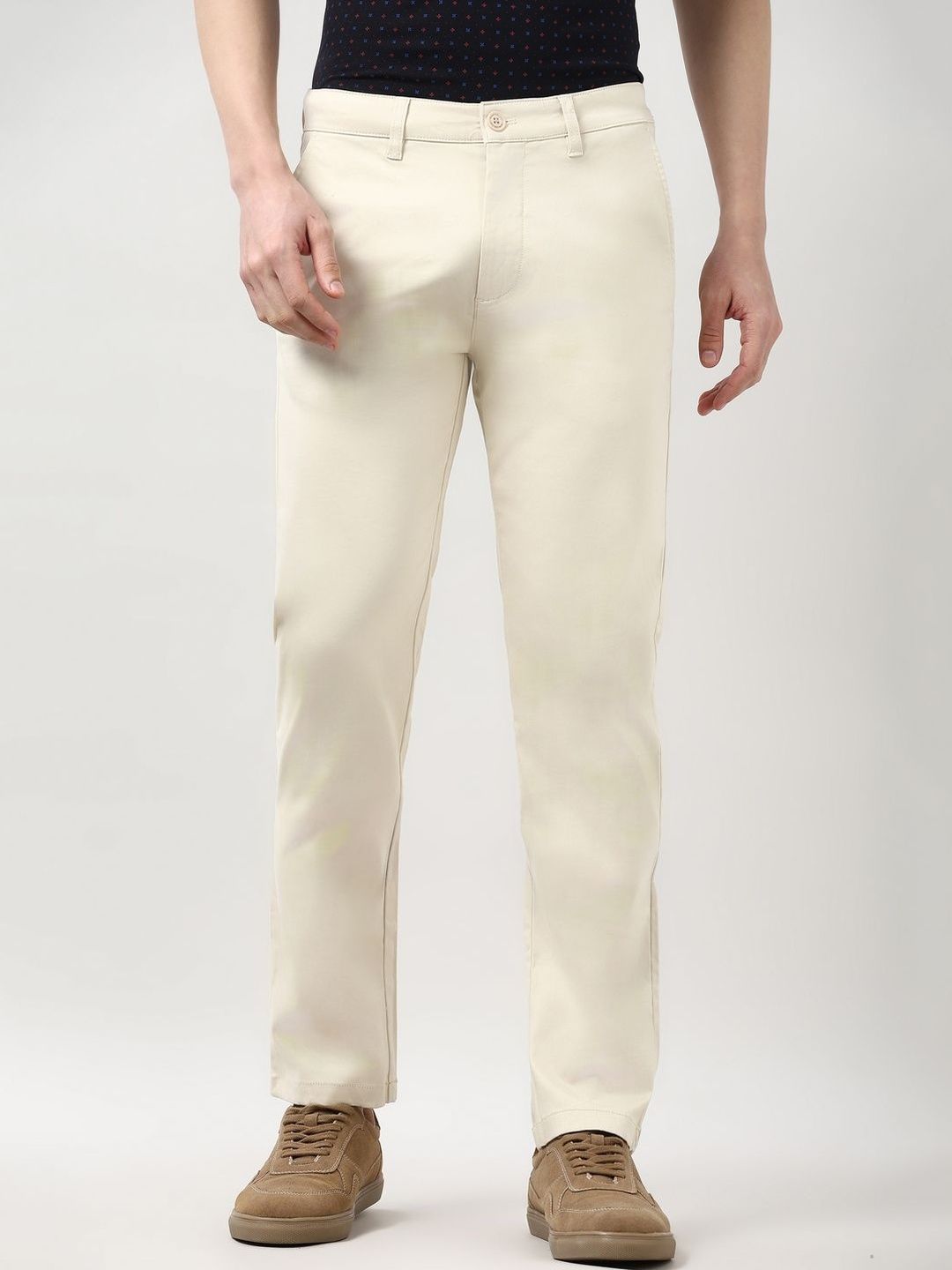 Peter England Casuals Men Slim Fit Mid-Rise Trousers-picture-26