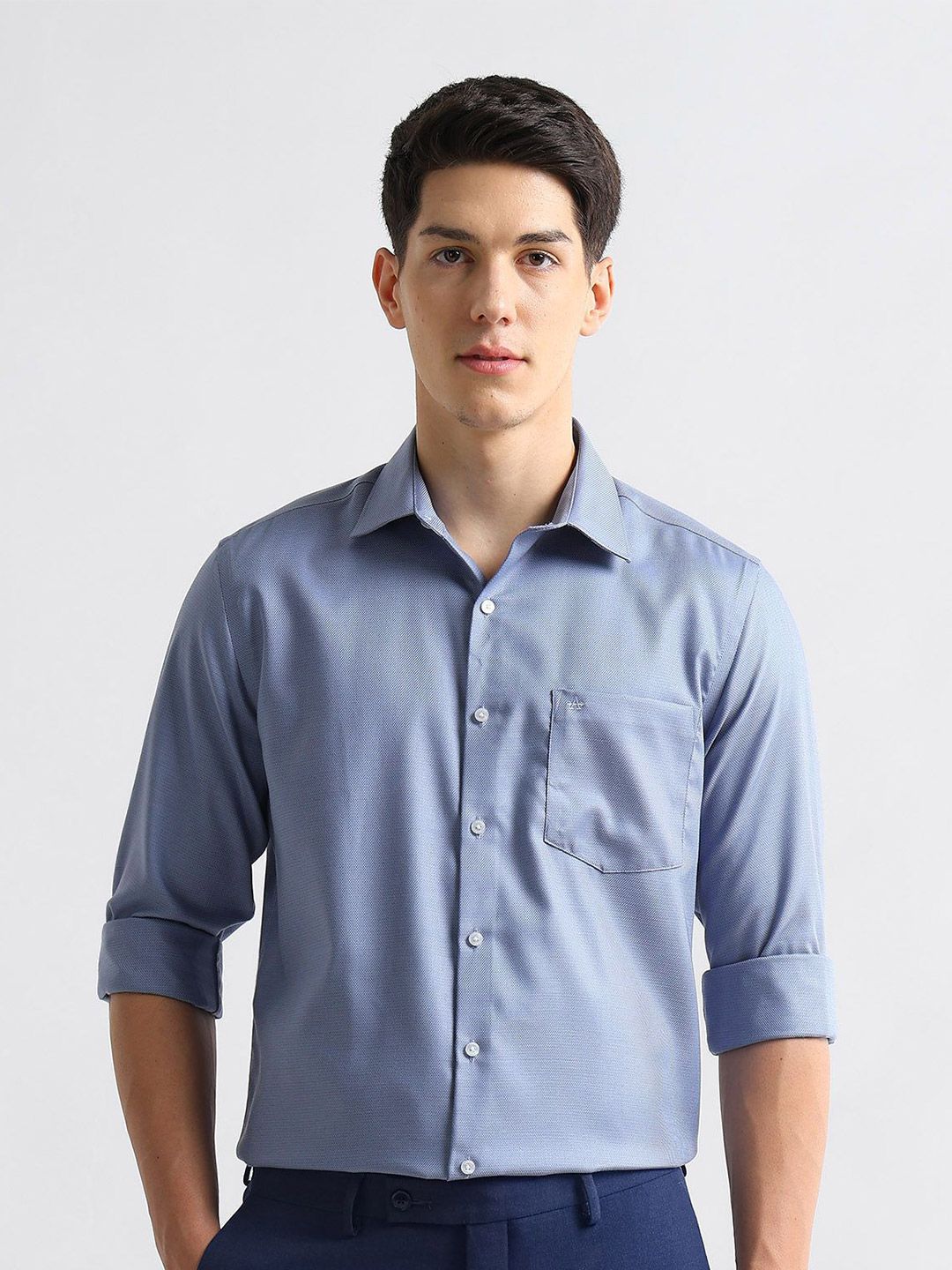 Arrow Men Textured Auto Press Pure Cotton Formal Shirt