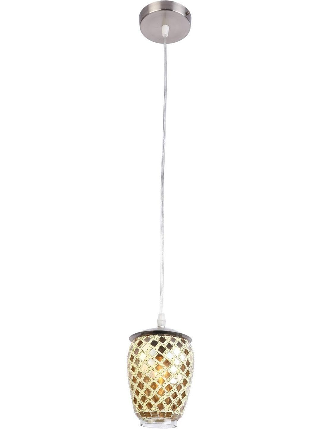 1ST TIME White & Gold-Toned Textured Bell Shaped Ceiling Lamp-picture-53