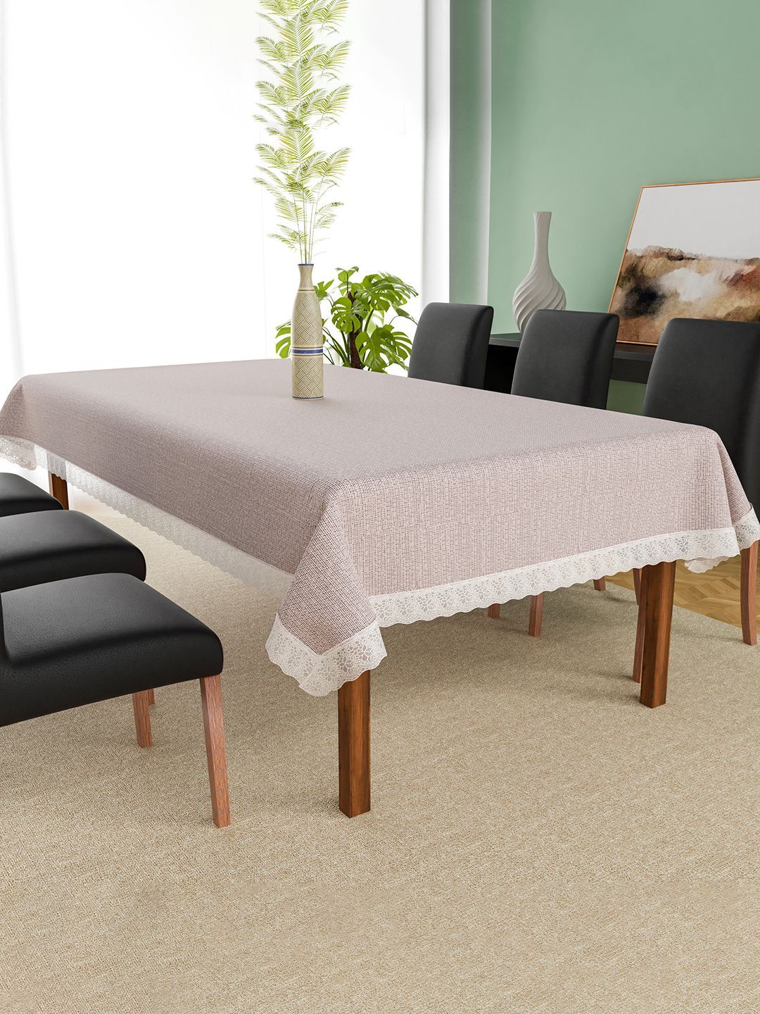 Kuber Industries Beige & White Waterproof 6-Seater Rectangle Table Cover-picture-40