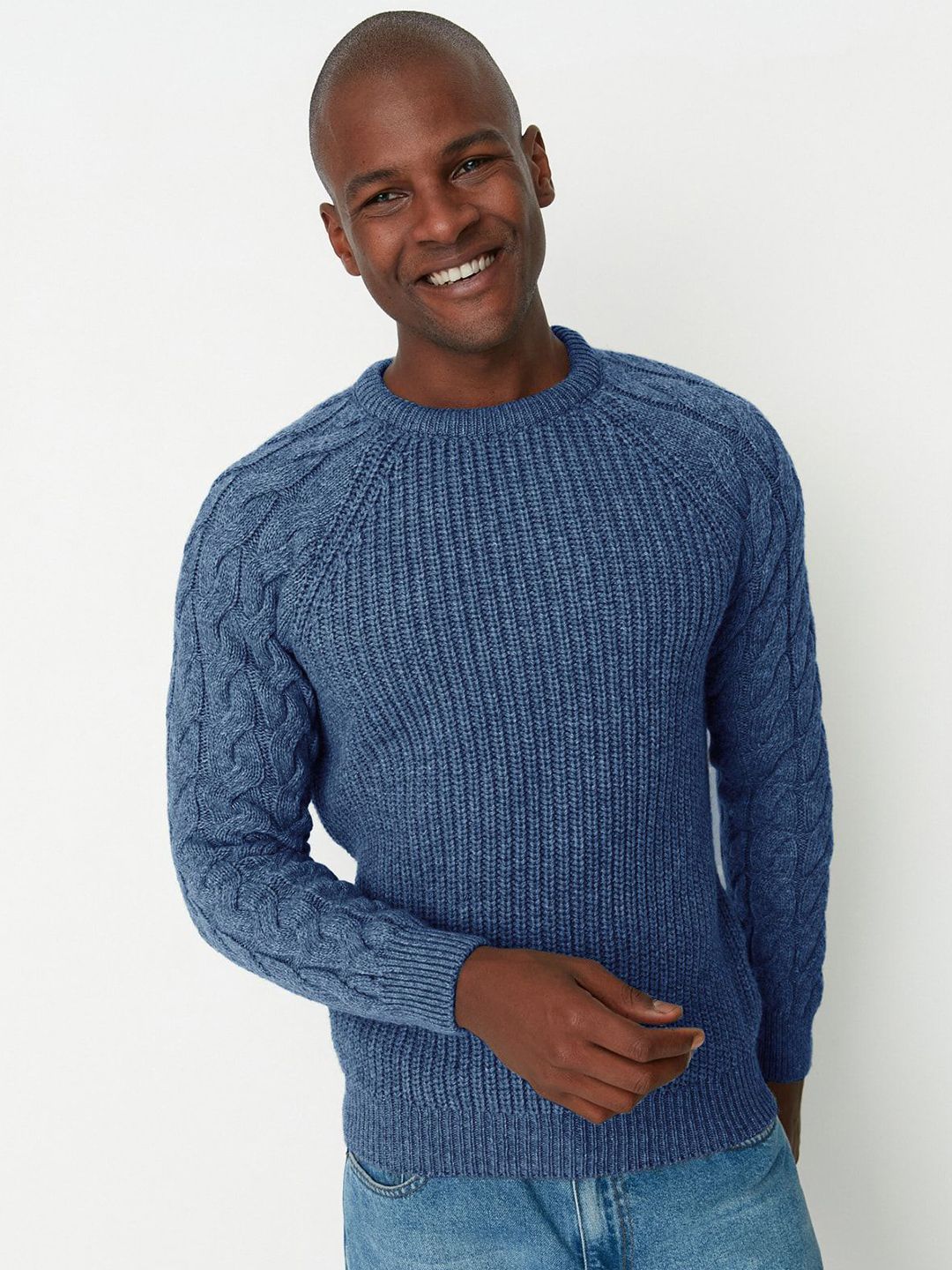 Trendyol Men Cable Knit Ribbed Pullover-picture-55