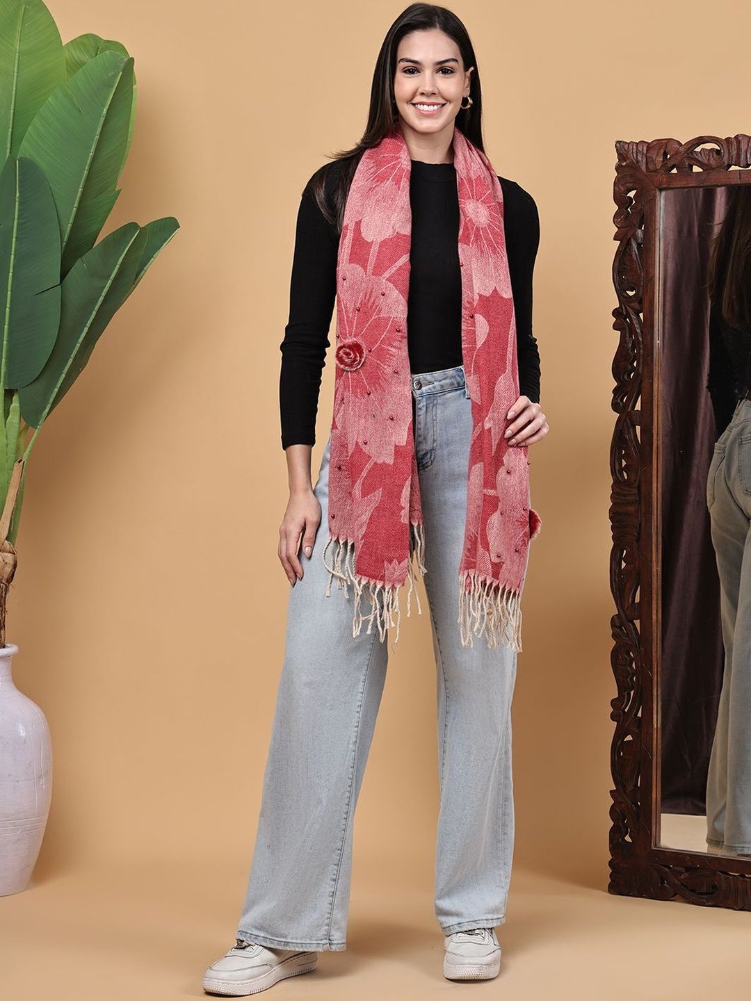 ELLIS Floral Printed Mufller With Tasselled-picture-27