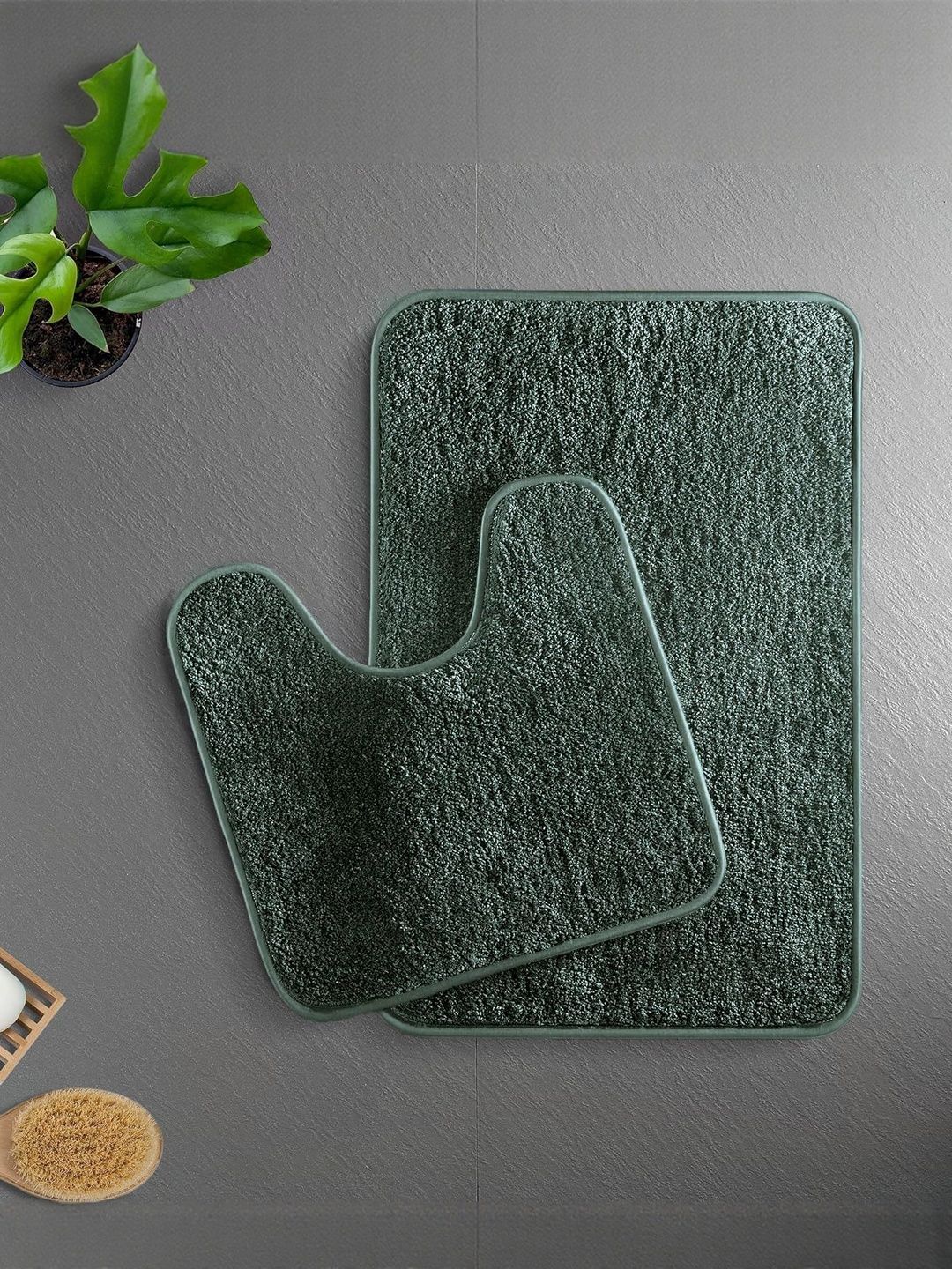 LUXEHOME INTERNATIONAL Green 2 Pieces Textured 2200 GSM Anti-Kid Bath Mat-image-6