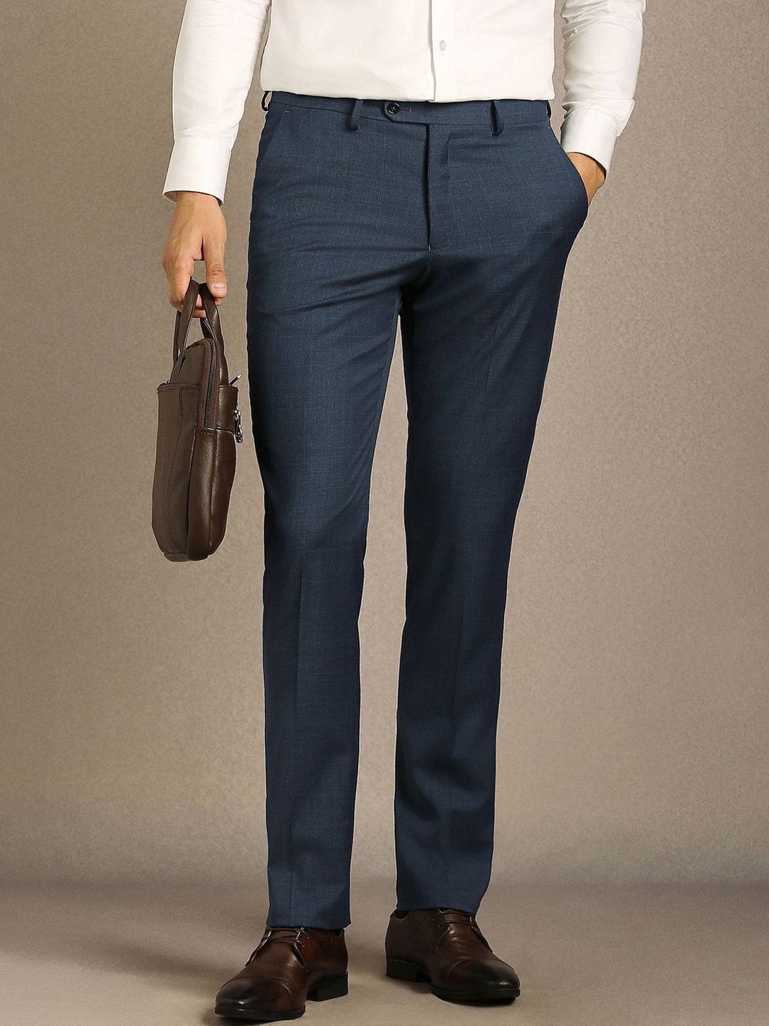 Luxure by Louis Philippe Men Slim Fit Mid-Rise Formal Trousers-picture-13