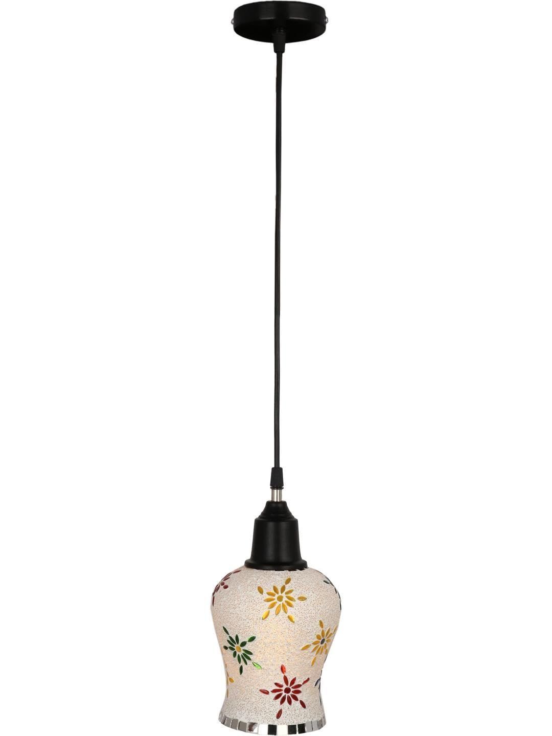 1ST TIME White & Red Textured Bell Shaped Hanging Ceiling Lamp-image-28