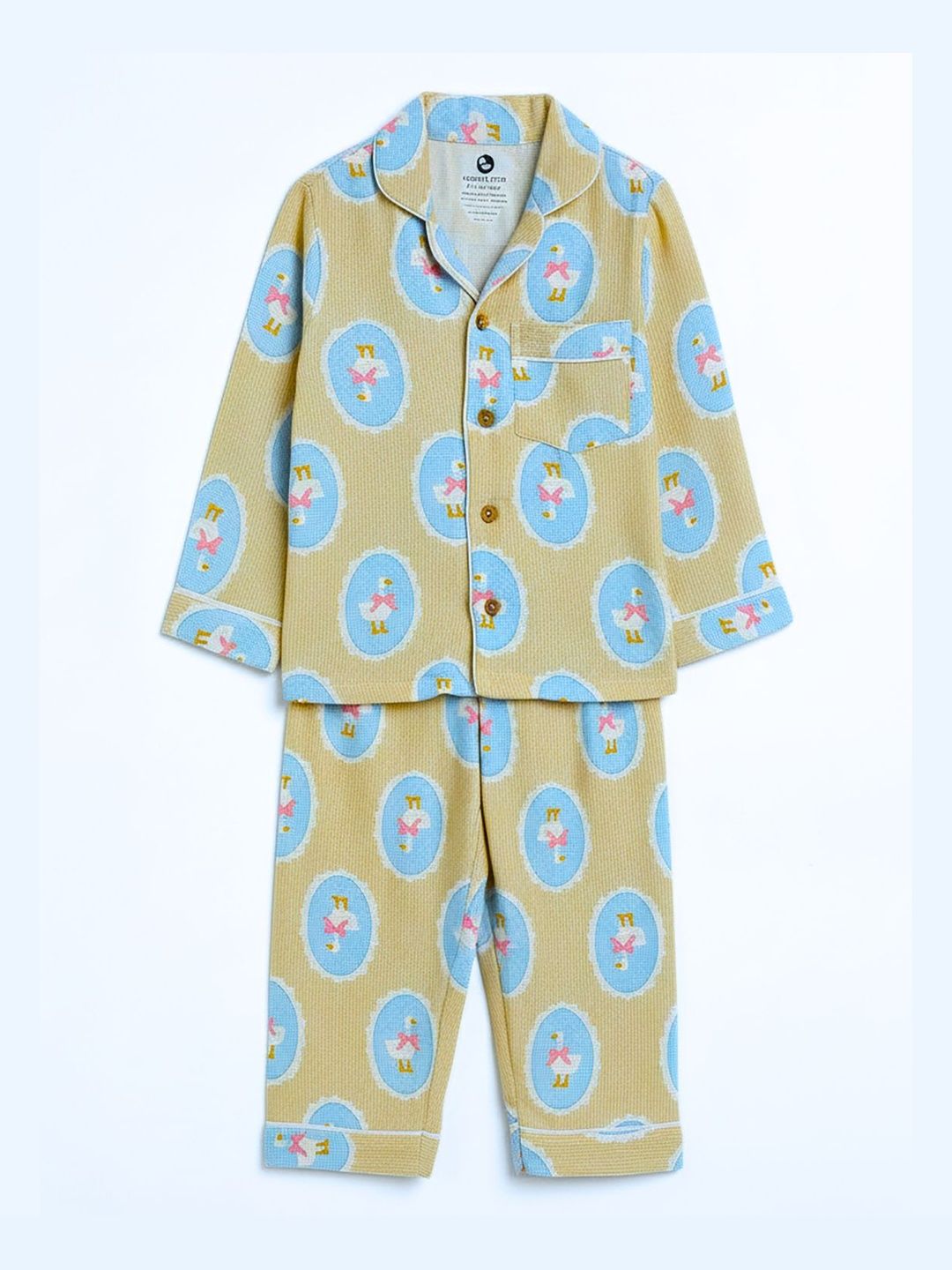 cocoon care Kids Printed Lapel Collar Short Sleeve Night suit-image-27