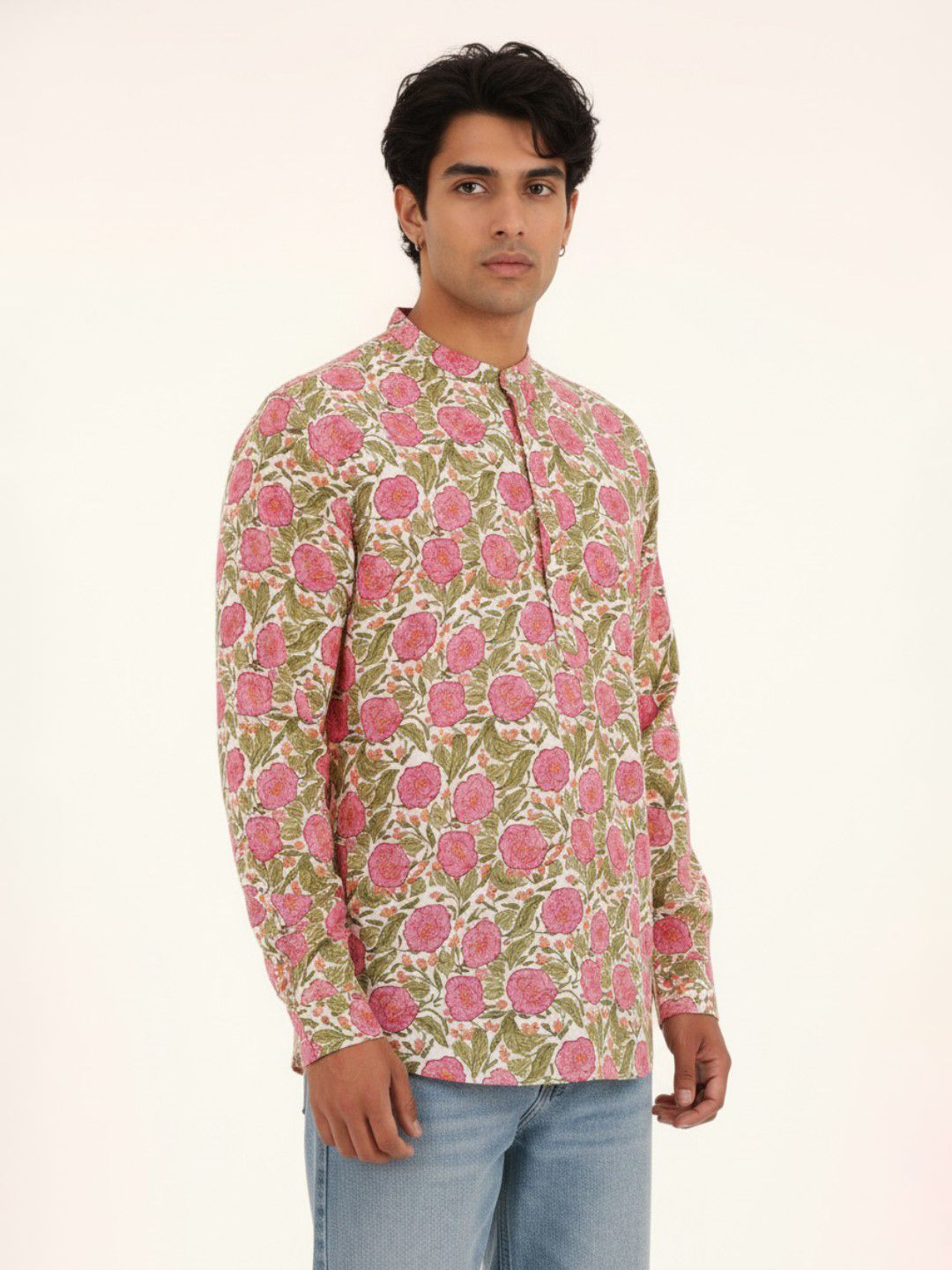Anouk Rustic Floral Printed Band Collar Straight Kurta-picture-18
