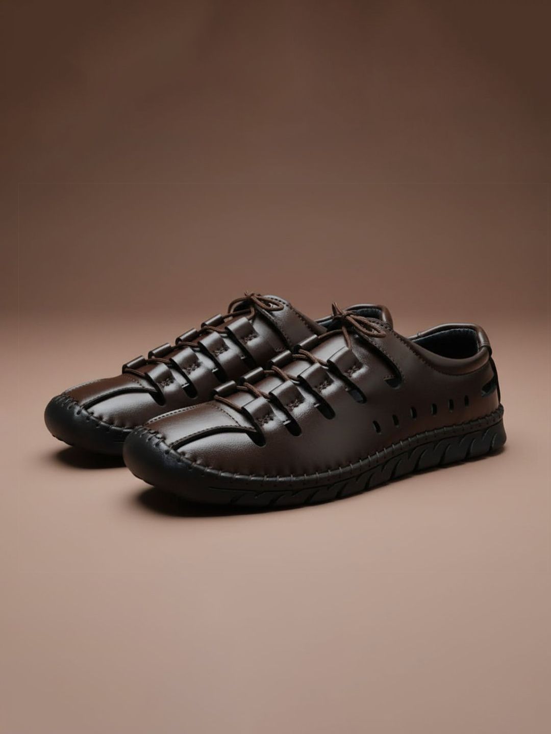 RUNRAVE Men Ethnic Comfort Sandals with Lace-Ups-picture-13