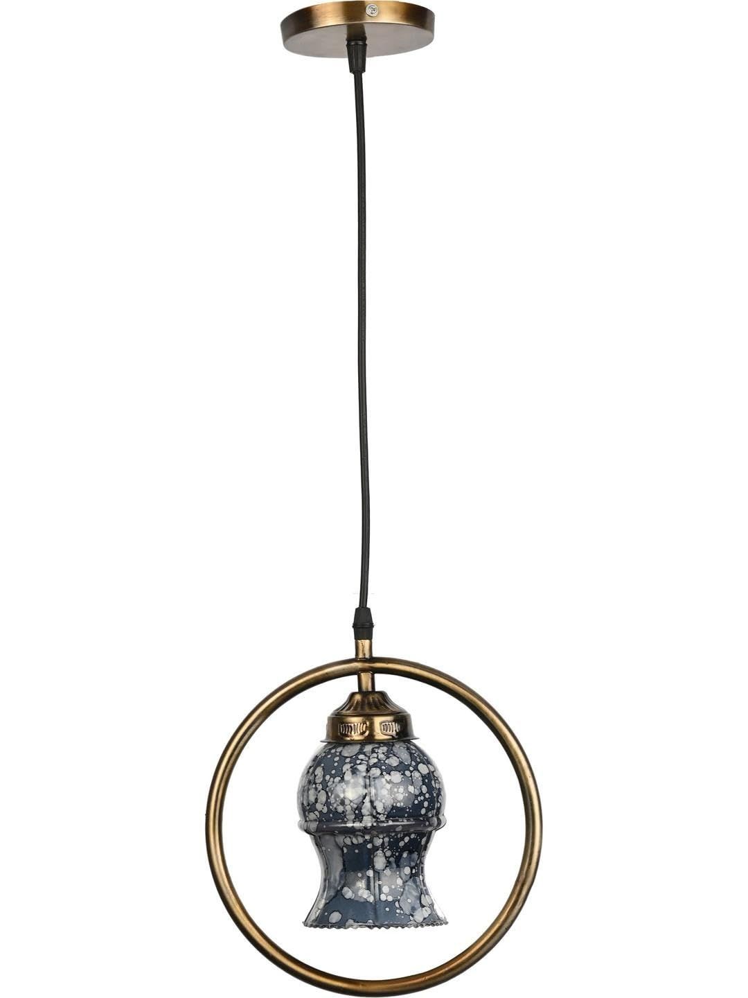 1ST TIME Brown & Grey Printed Bell Shaped Hanging Ceiling Lamp-picture-46