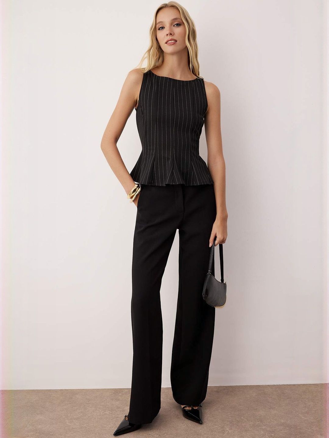 Trendyol Women Striped Boat Neck Peplum Top-picture-58