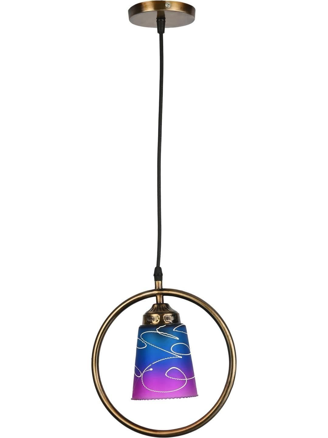 1ST TIME Blue & Purple Printed Bell Shaped Hanging Ceiling Lamp-image-48