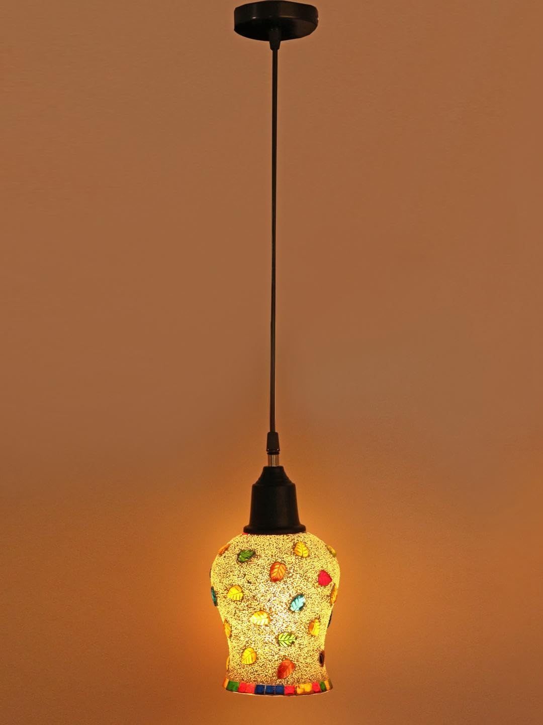 1ST TIME White & Red Textured Bell Shaped Hanging Ceiling Lamp-image-31