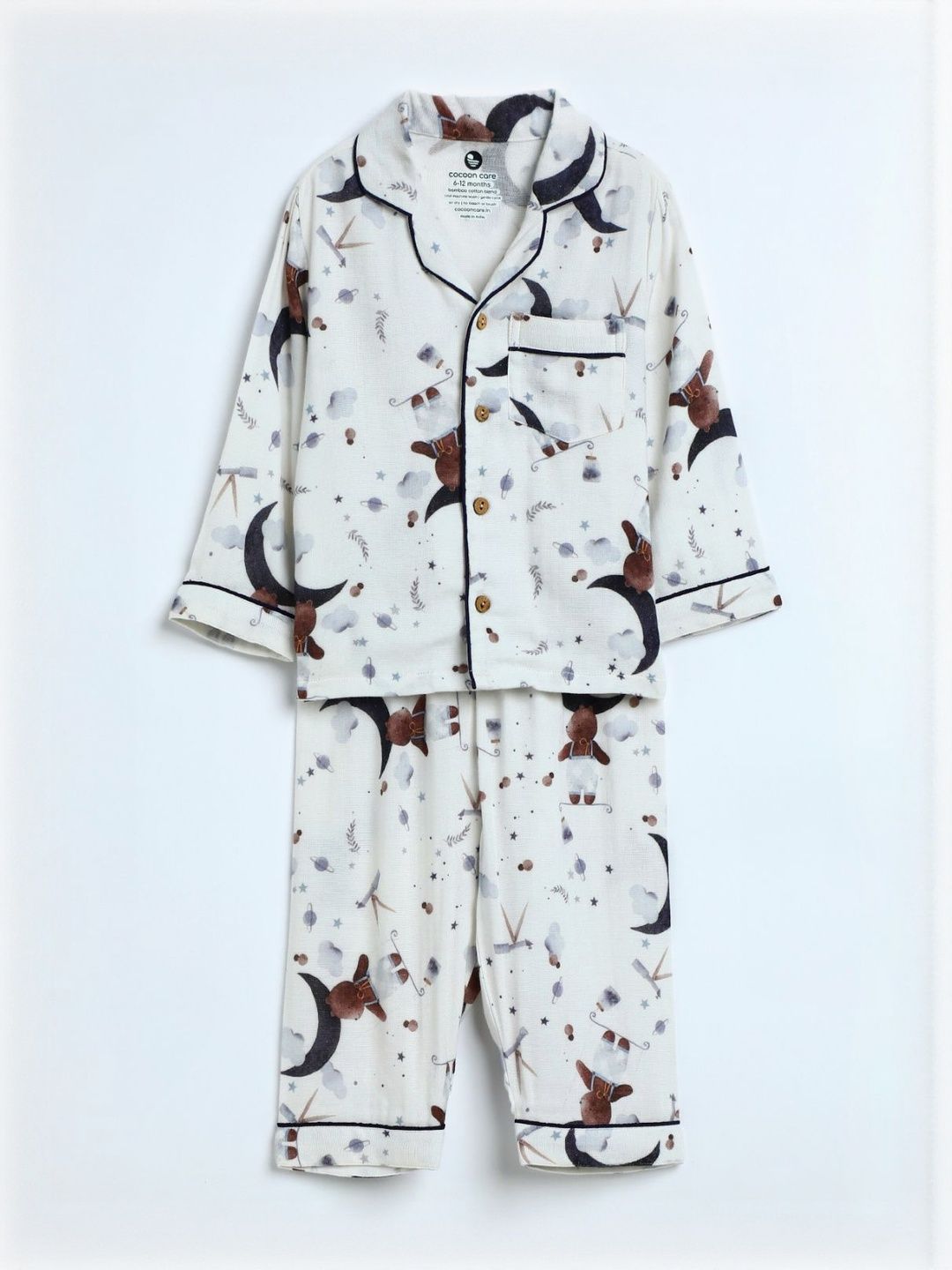 cocoon care Unisex Kids The Boo Boo Club Muslin Graphic Printed Night suit-picture-32