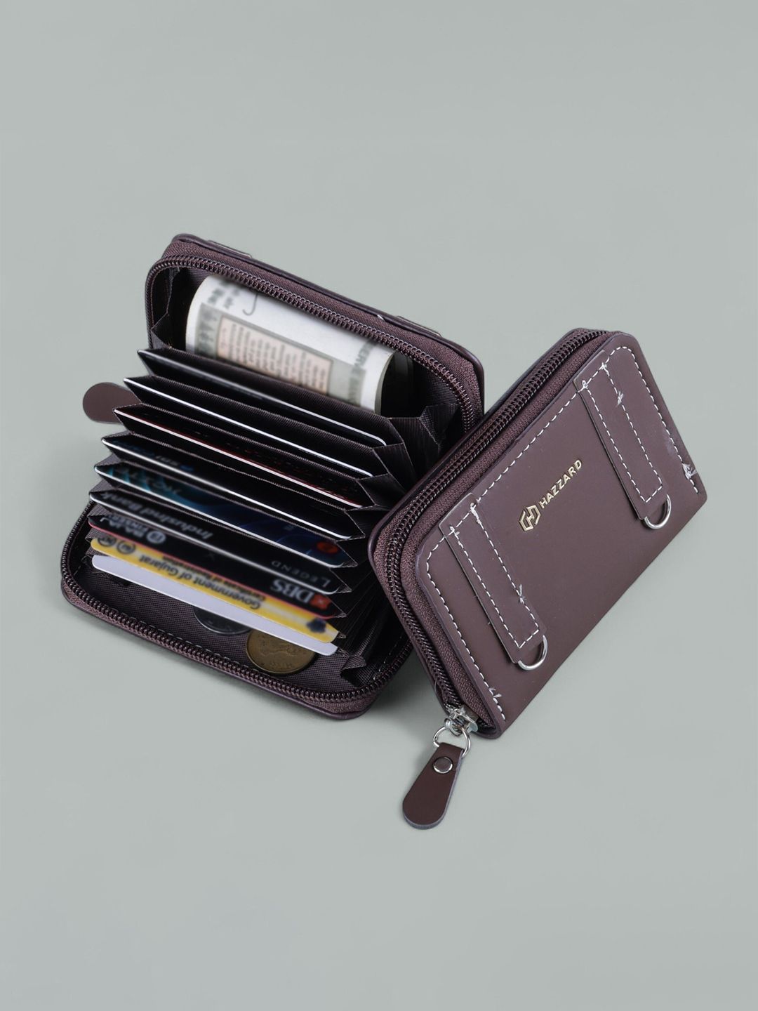 WATCHSTAR Unisex Solid Leather Zip Around Wallet-image-48