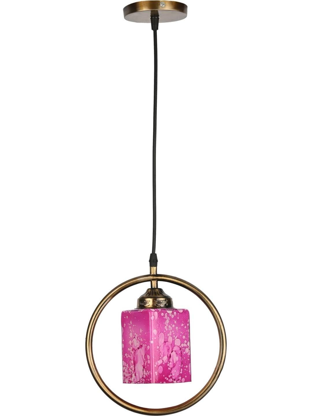1ST TIME Pink & Gold Printed Rectangle Ceiling Lamp-picture-31