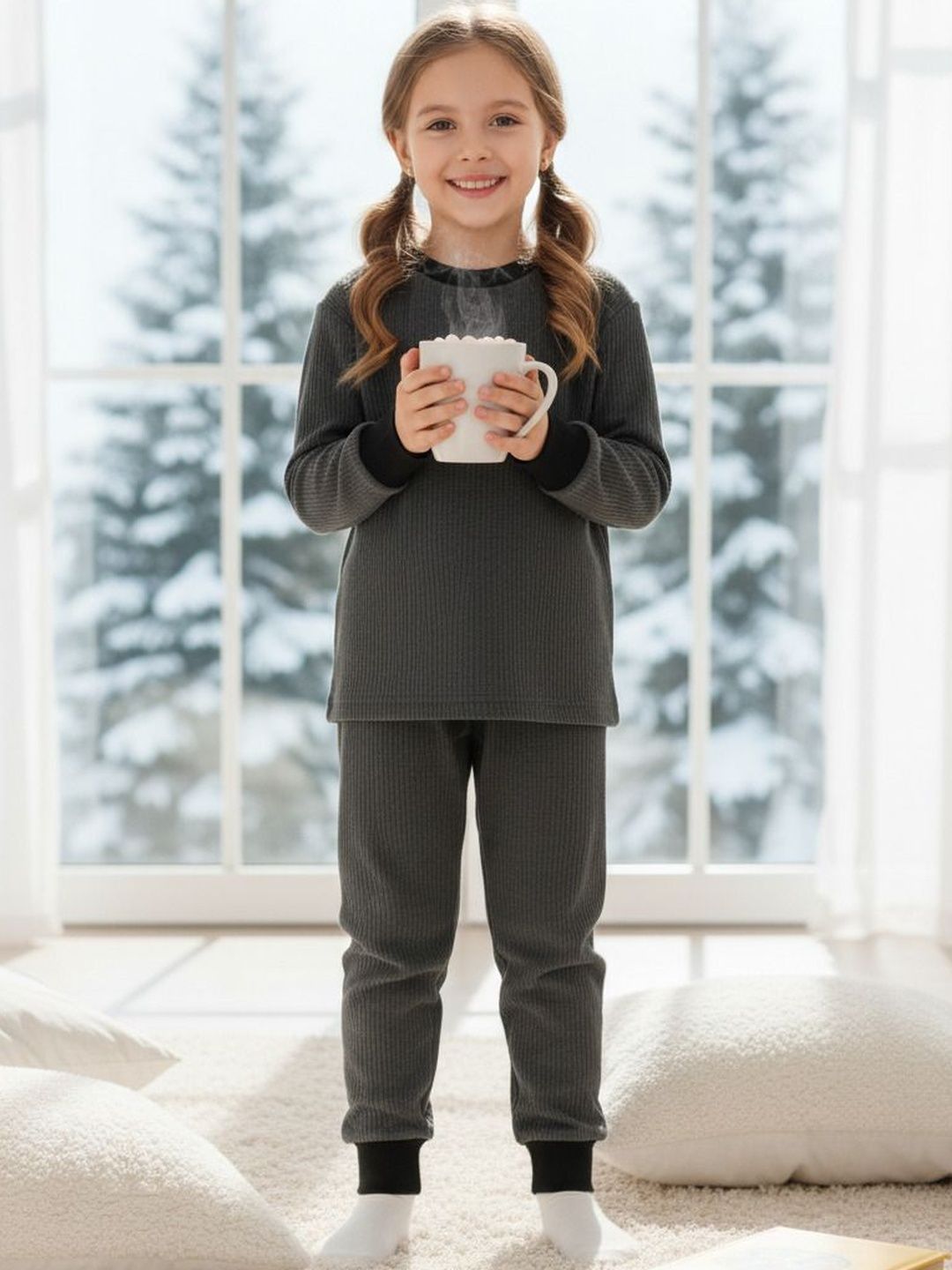 STARFOX Pack Of 3 Girls Striped Cotton Thermal Set-picture-32
