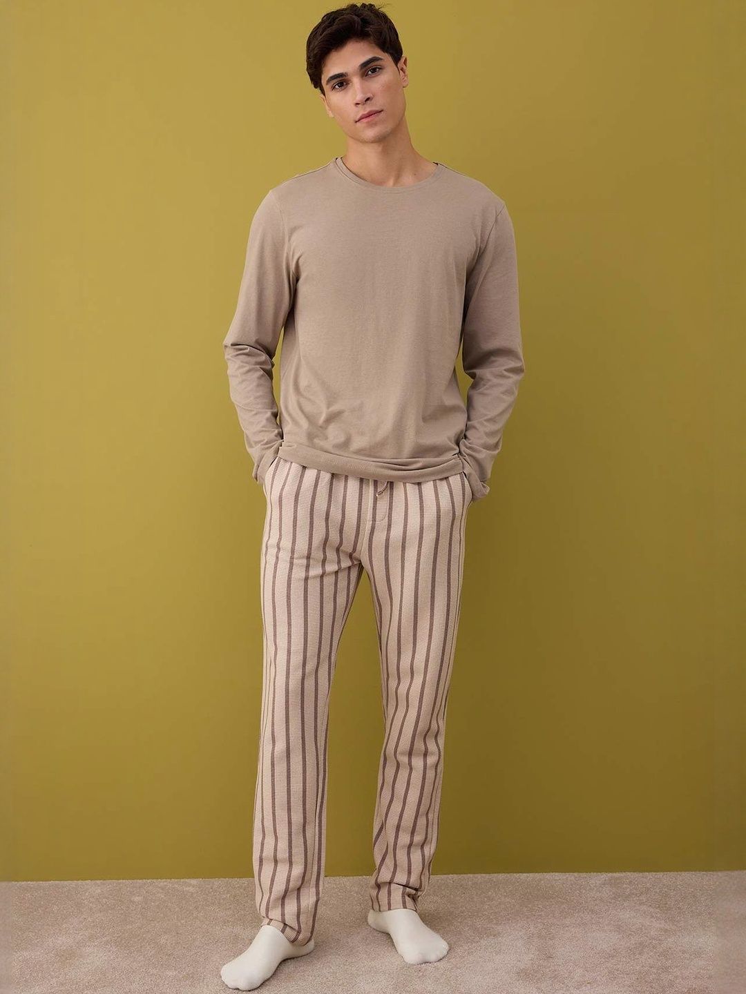 Trendyol Men Pure Cotton T-shirt and Pyjamas Night suit-picture-34