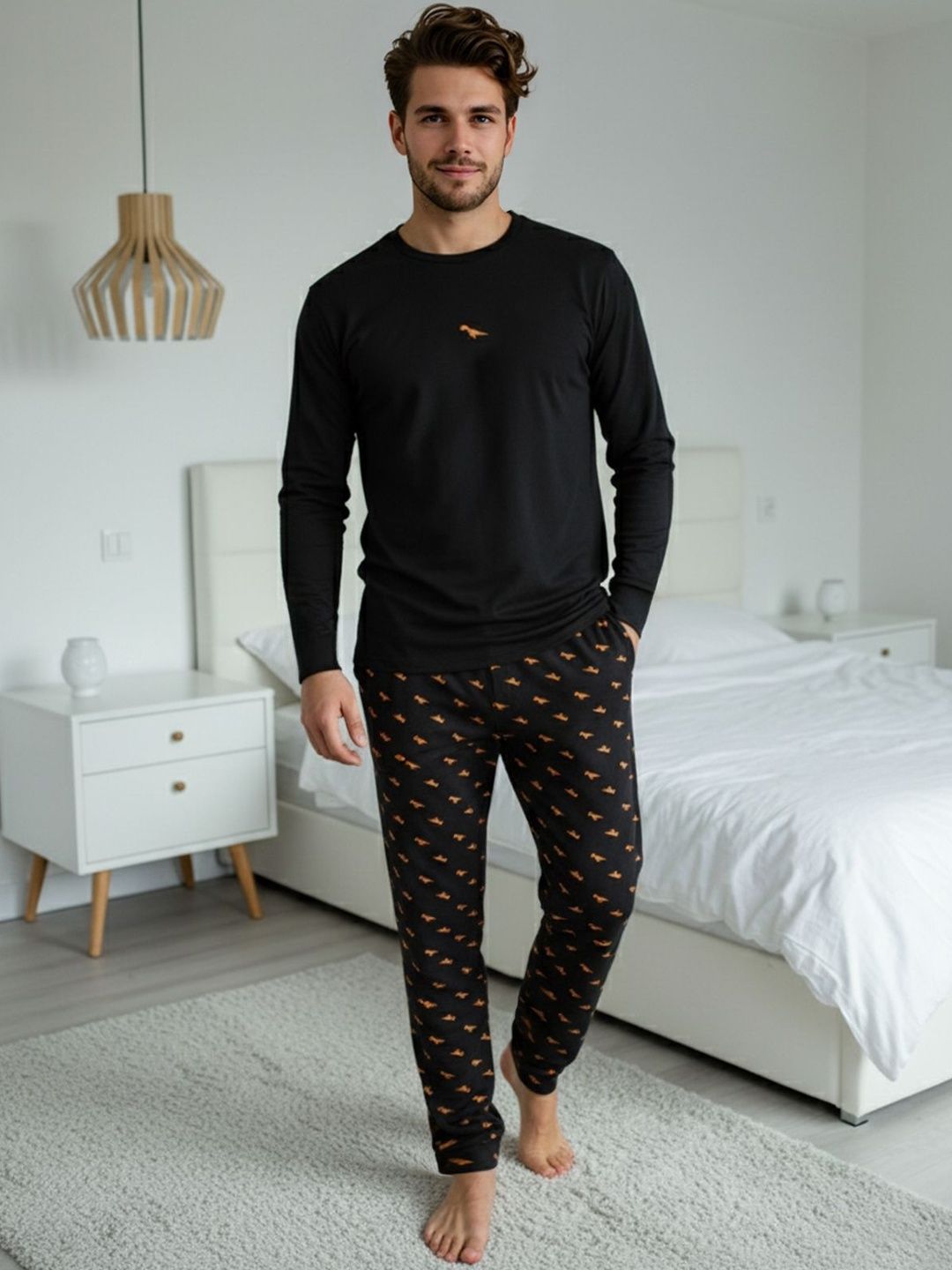 Trendyol Men Printed Pure Cotton T-shirt and Pyjamas Night suit-picture-53