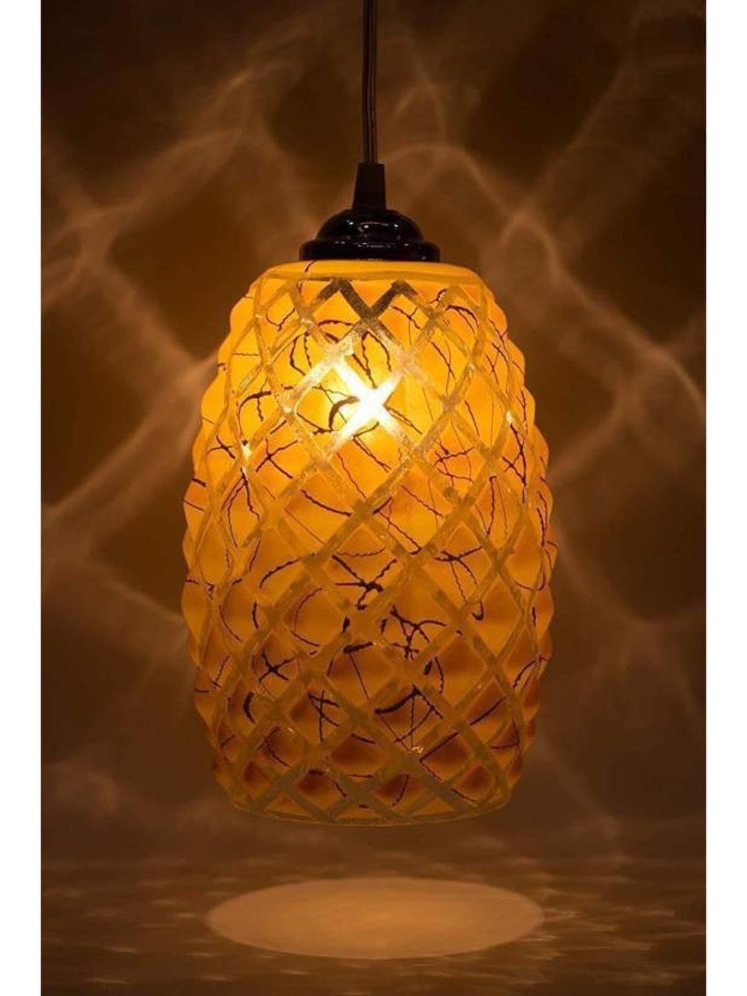 1ST TIME Yellow & White Textured Abstract Shaped Ceiling Lamp-picture-22