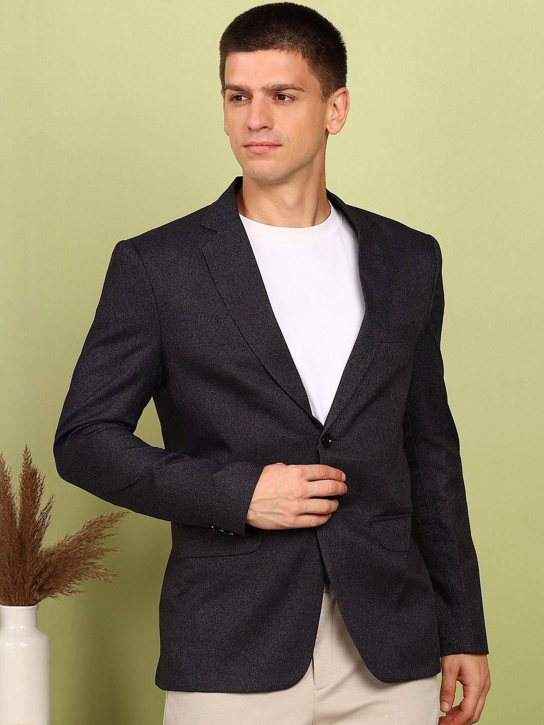 FUBAR Slim Fit Notched Lapel Collar Single Breasted Formal Blazer