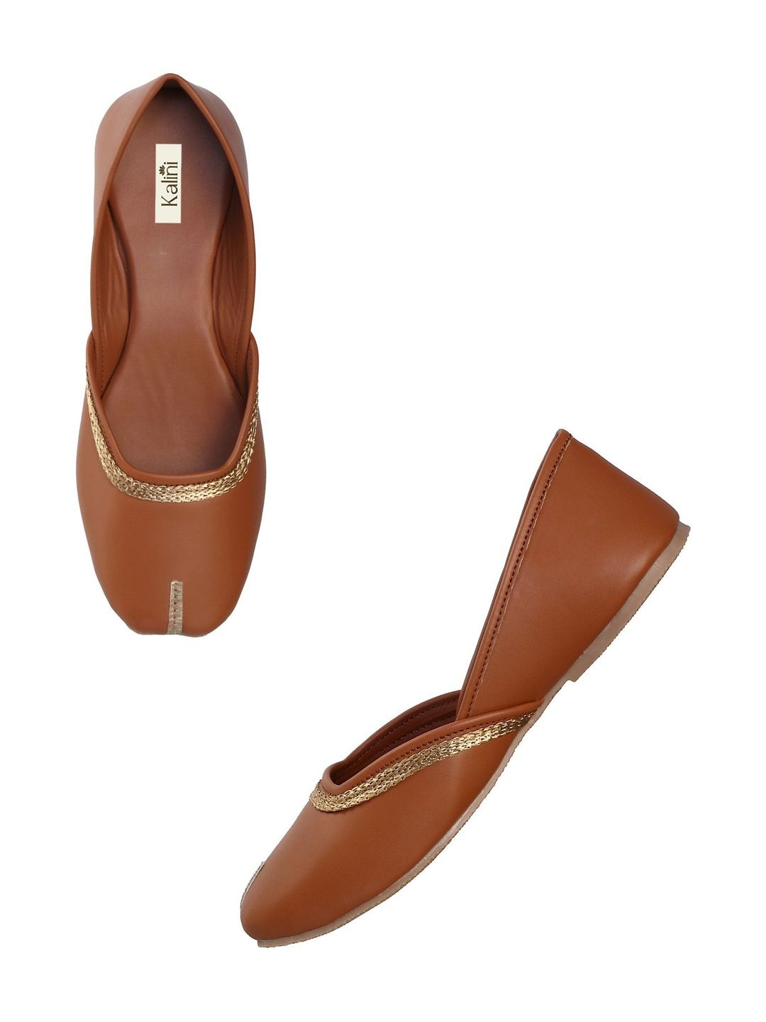 KALINI Women Square Toe Ethnic Mojaris with Embroidered Flats-image-48