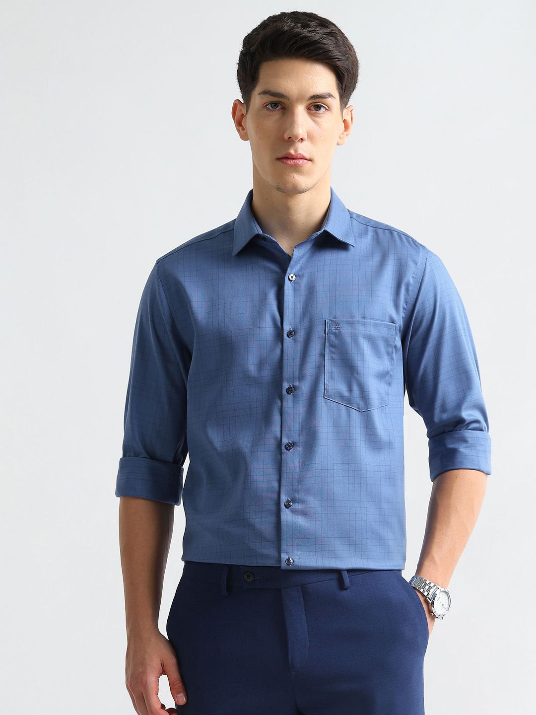 Arrow Men Textured Auto Press Pure Cotton Formal Shirt