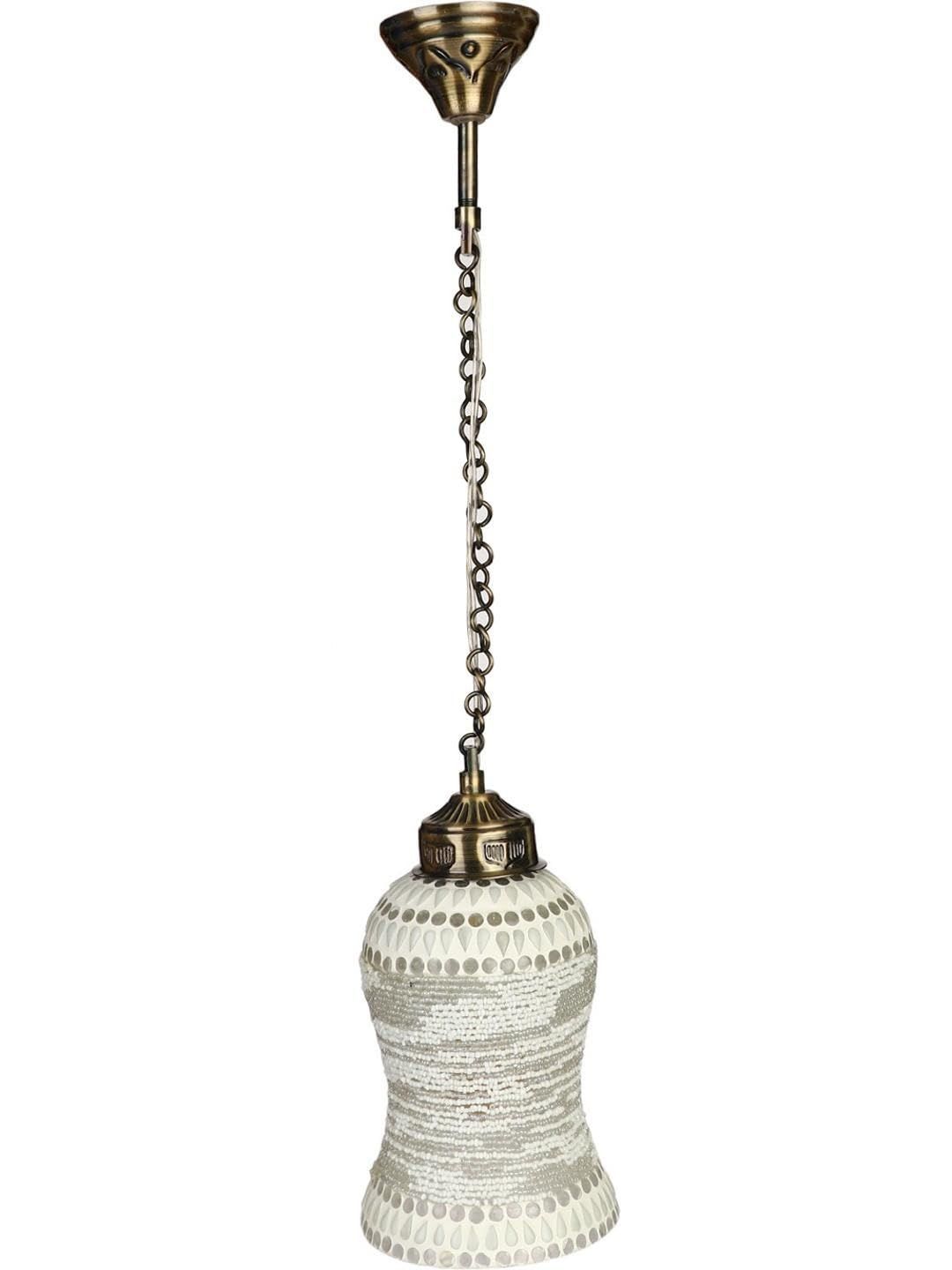 1ST TIME White & Grey Textured Bell Shaped Hanging Ceiling Lamp-picture-42
