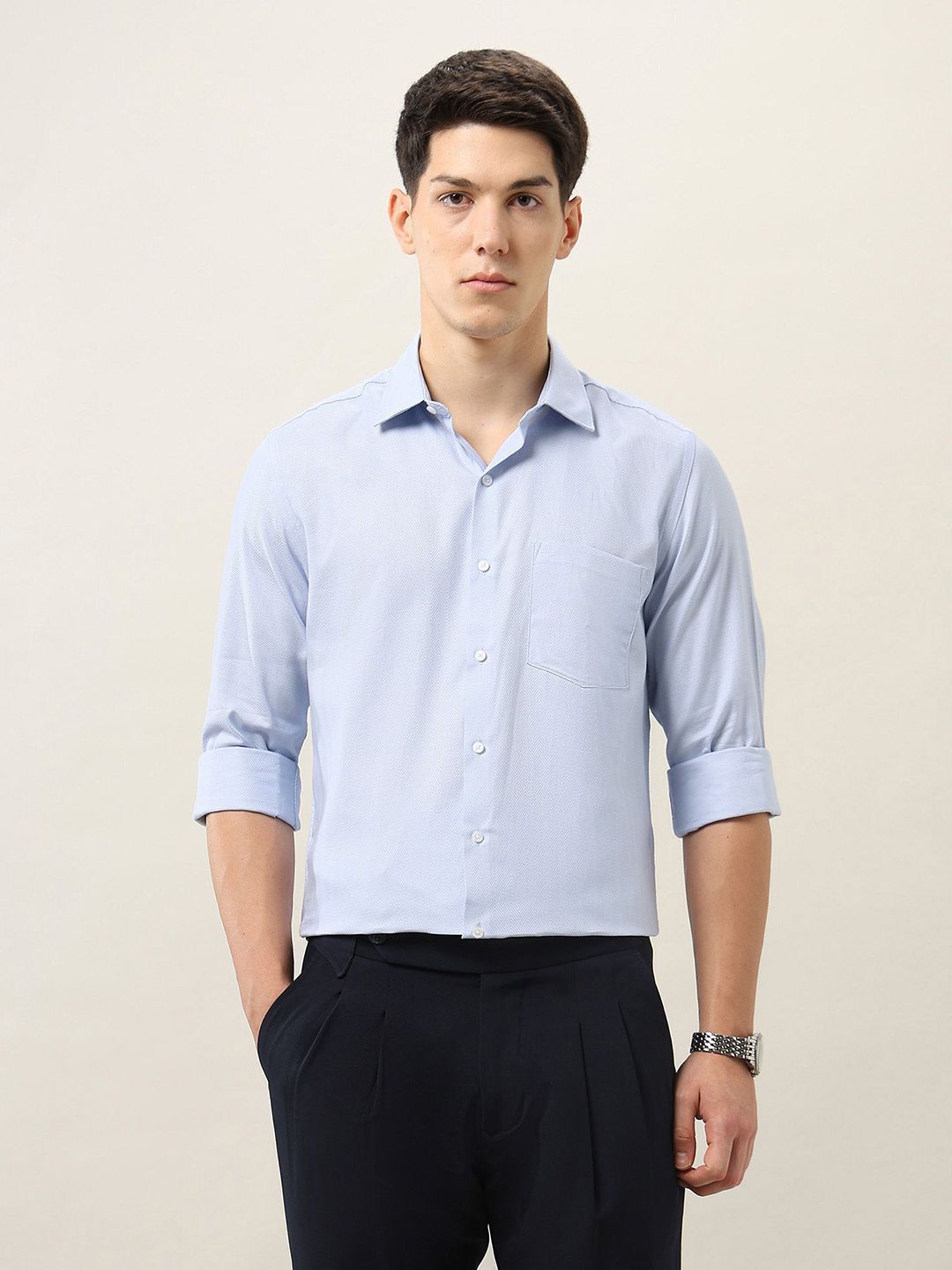 Arrow Men Liberty Classic Fit Textured Pure Cotton Formal Shirt-picture-27