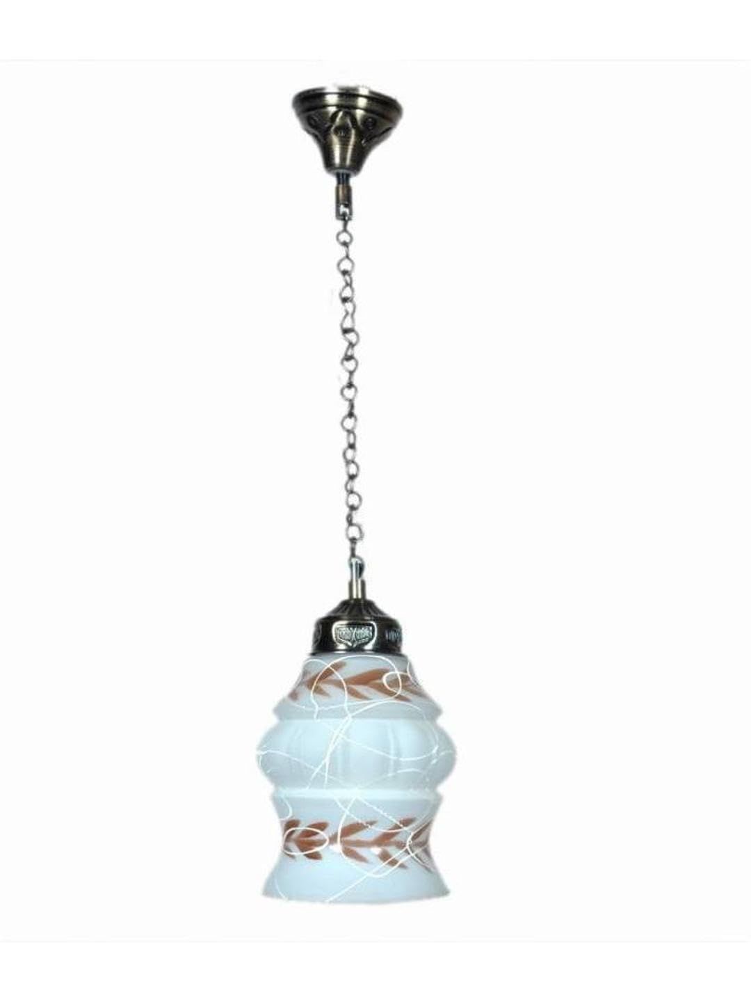 1ST TIME White & Brown Printed Bell Shaped Hanging Ceiling Lamp-image-20