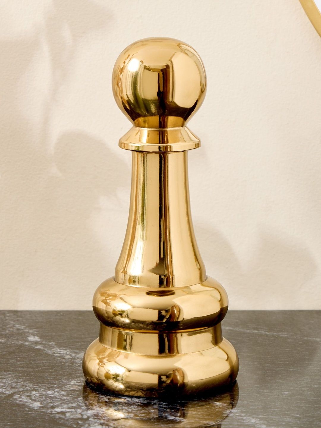 Home Centre Gold-Toned Glossy Home Office Medium Chess Pawn Figurine Showpiece 9.4 Inches-image-3