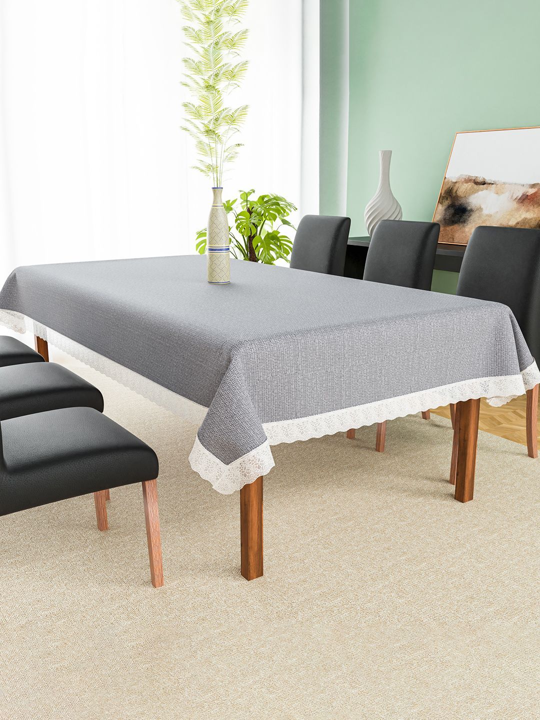 Kuber Industries Grey & White Waterproof 6-Seater Rectangle Table Cover-picture-41