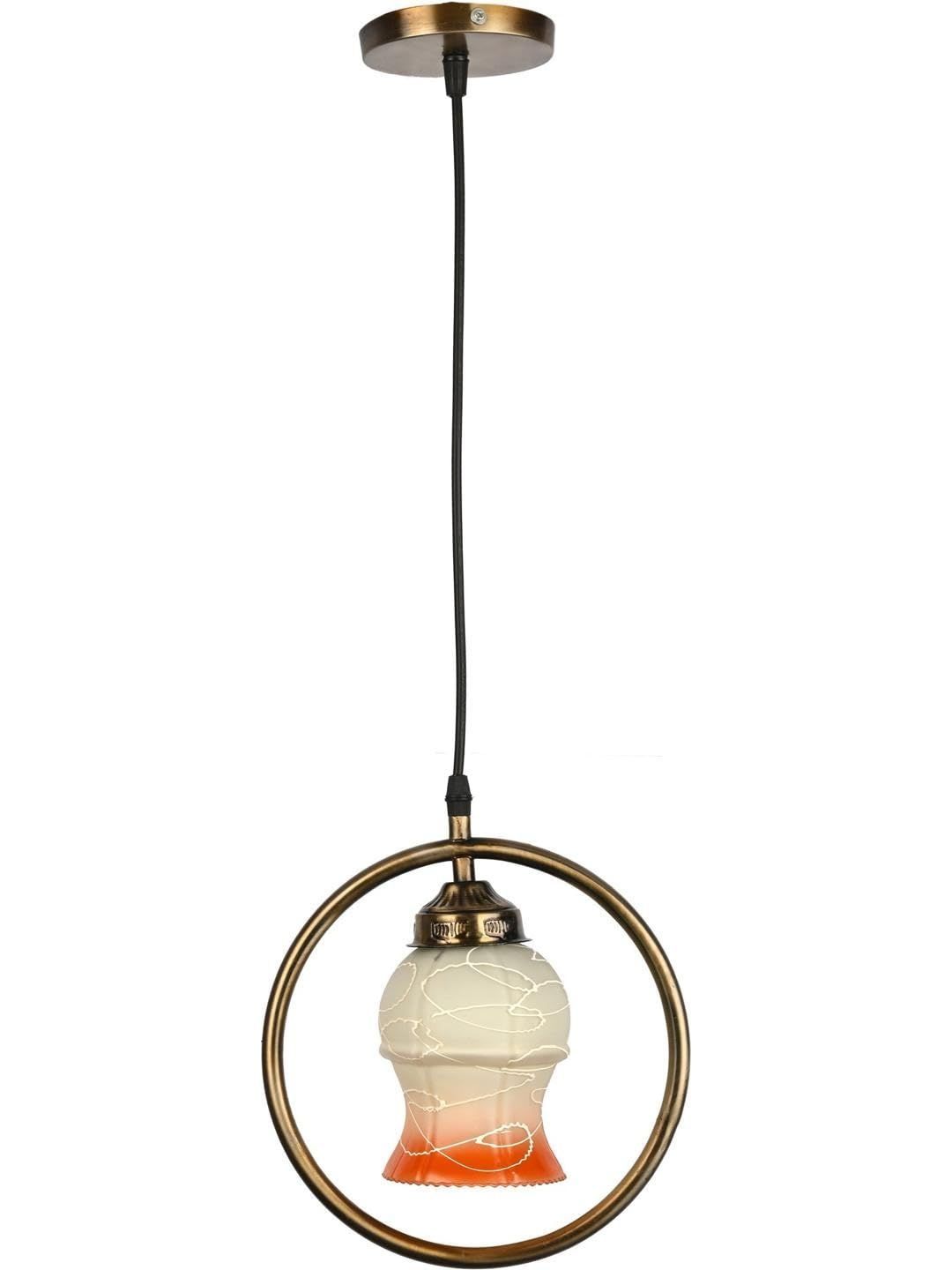 1ST TIME White & Orange Textured Bell Shaped Hanging Ceiling Lamp-picture-10