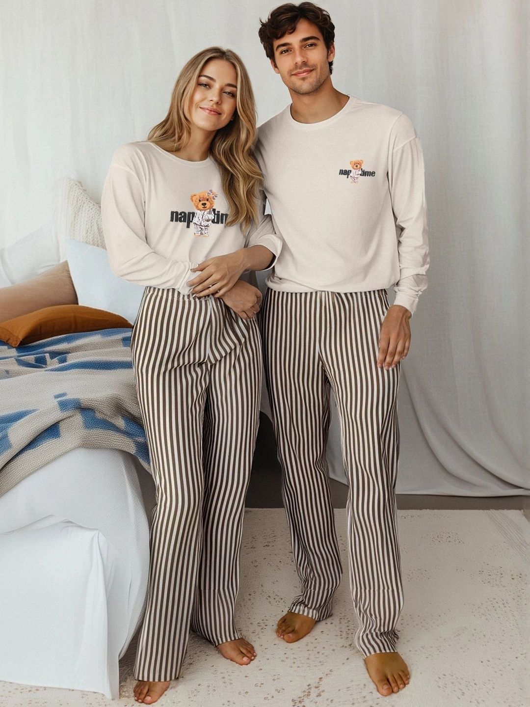 Trendyol Unisex Pure Cotton T-shirt and Pyjamas Night suit-picture-47