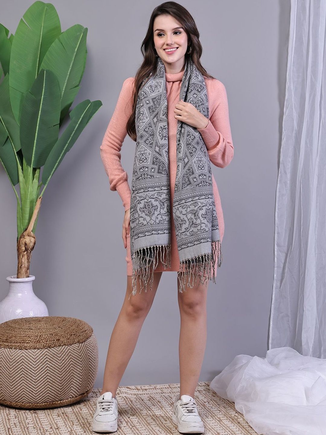 ELLIS Women Abstract Printed Mufller With Tassel Border-picture-17