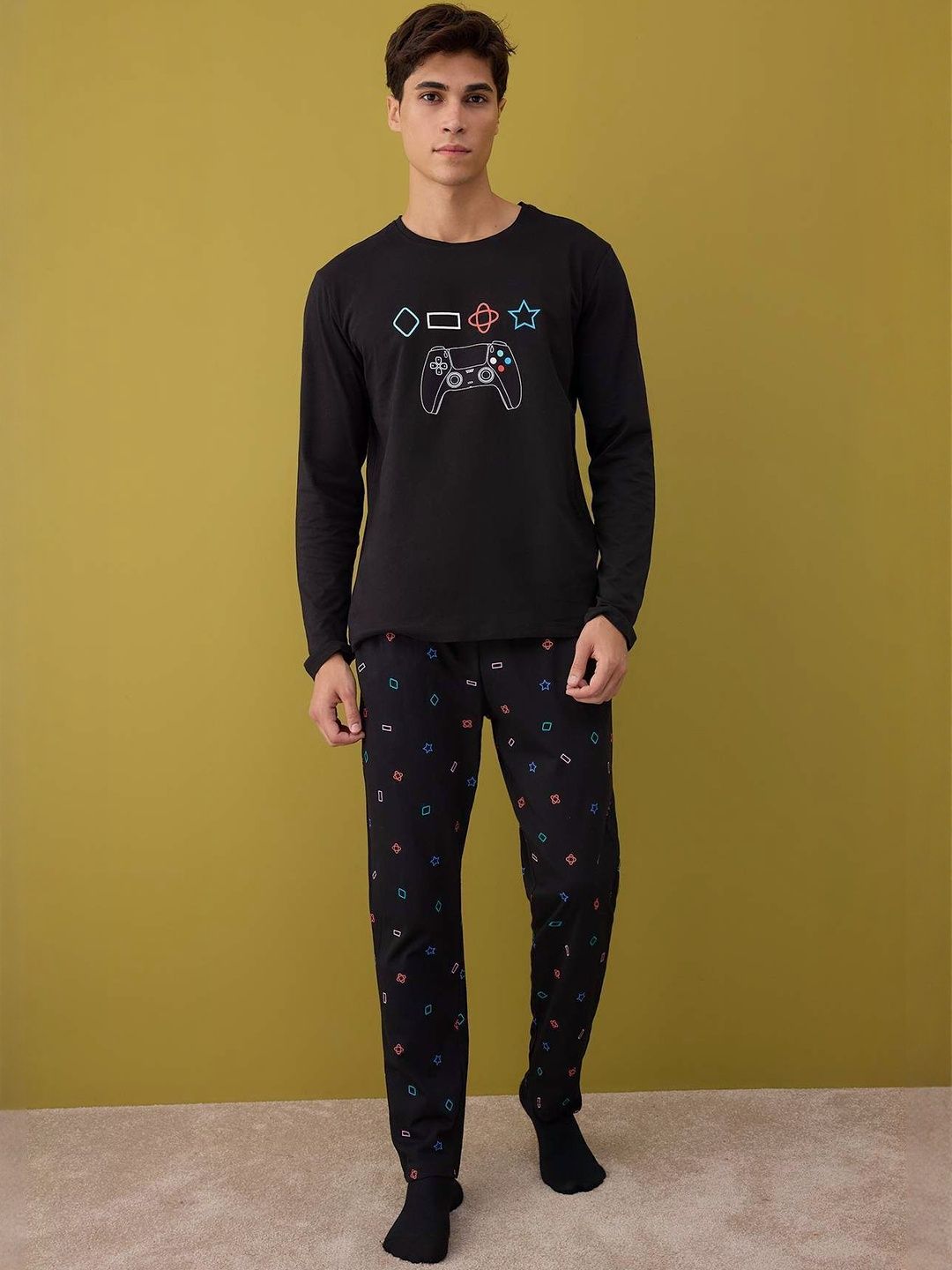 Trendyol Men Printed Pure Cotton T-shirt and Pyjamas Night suit-picture-32