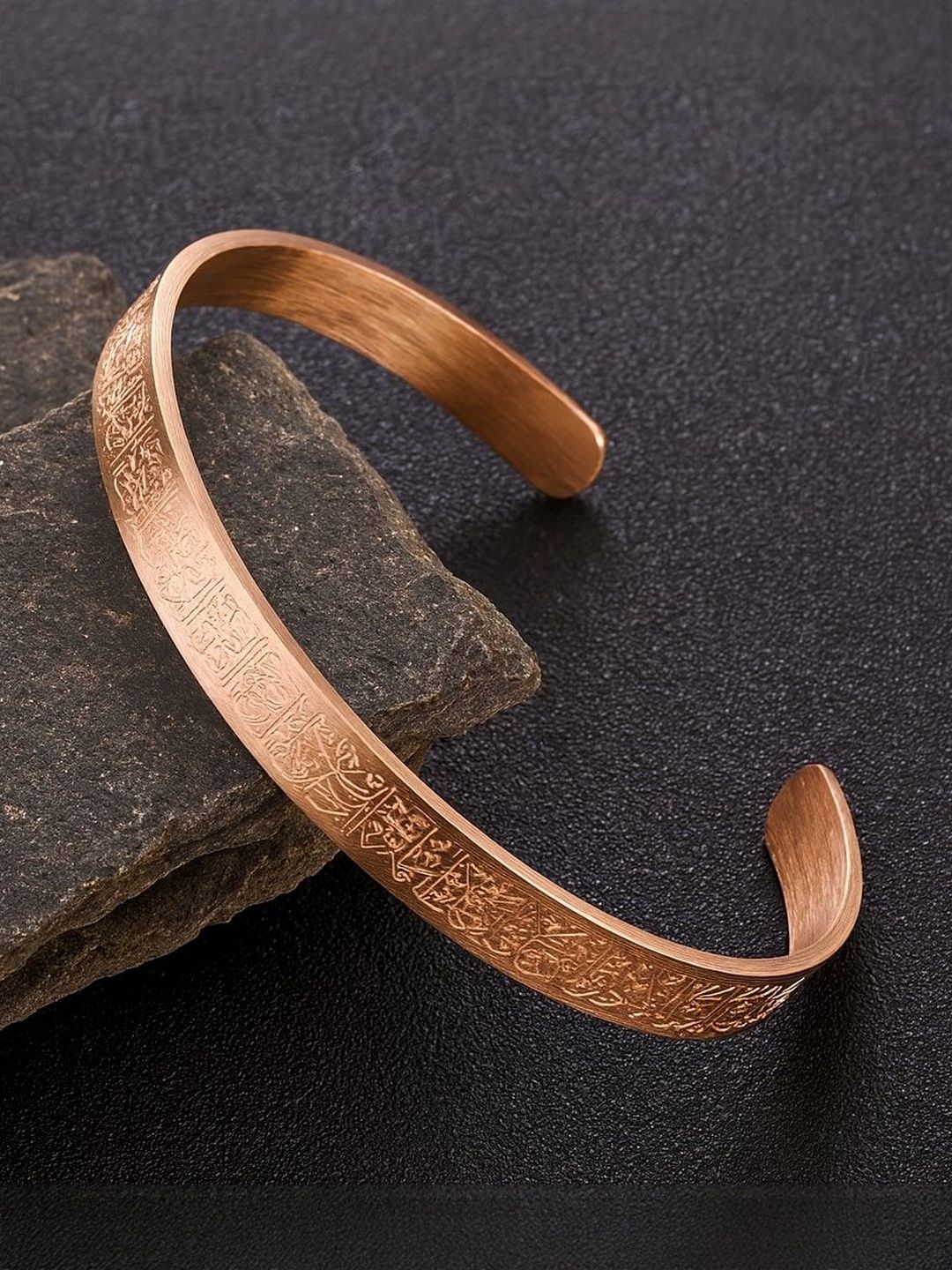 UNIVERSITY TRENDZ Men Stainless Steel Rose Gold-Plated Antique Cuff Bracelet-image-17