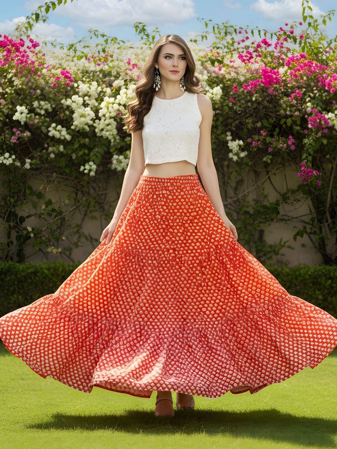 Sera Printed High-Rise Pure Cotton Tiered Maxi Skirt-picture-33