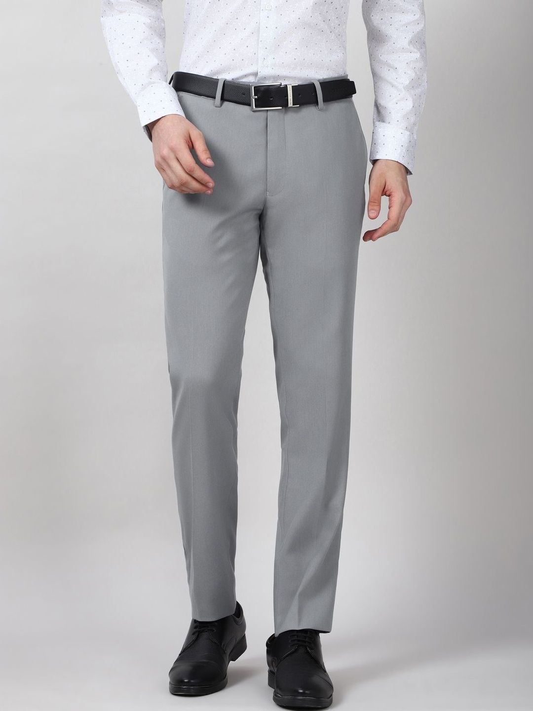 Peter England Elite Men Slim Fit Mid-Rise Formal Trousers-picture-36