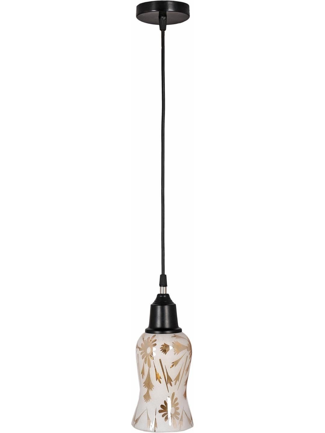 1ST TIME Gold-Toned & White Printed Bell Shaped Hanging Ceiling Lamp-image-25