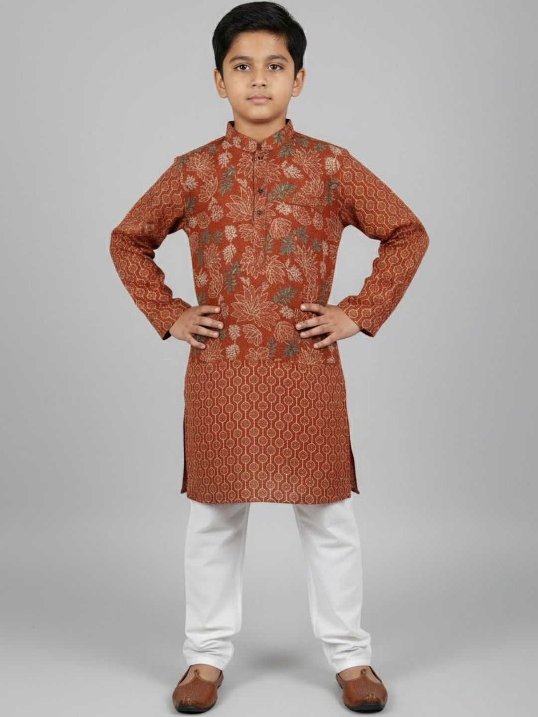 Biglilpeople Boys Floral Printed Straight Kurta With Pyjamas-picture-16