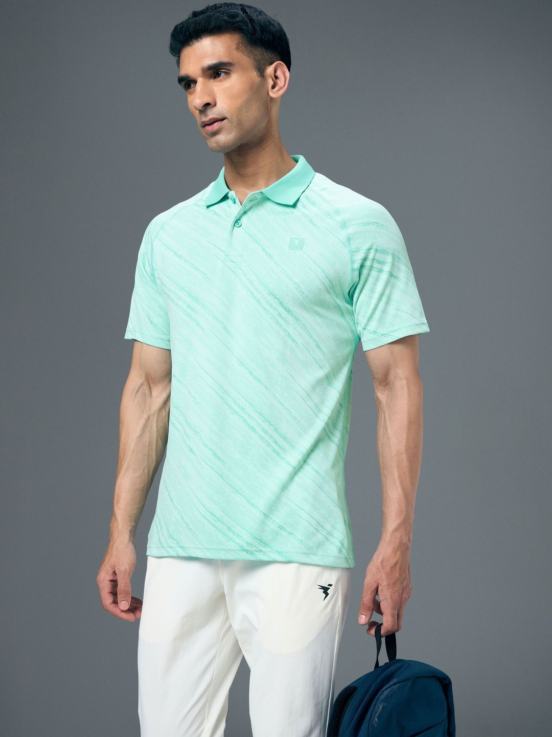 Technosport Men Printed Polo Collar Anti Static Slim Fit T-shirt-picture-31