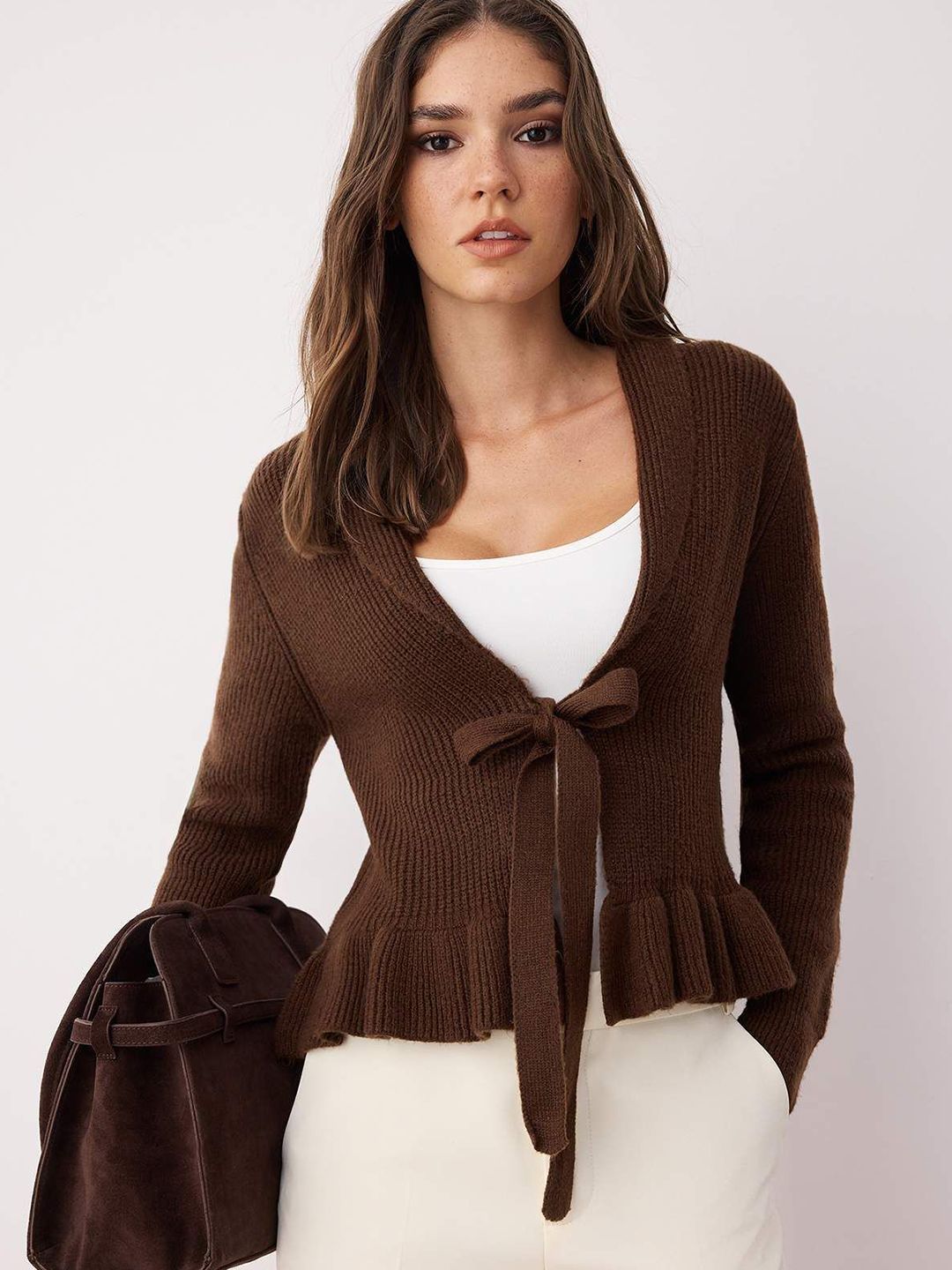 Trendyol Women Ribbed Shawl Collar Front-Open-picture-33