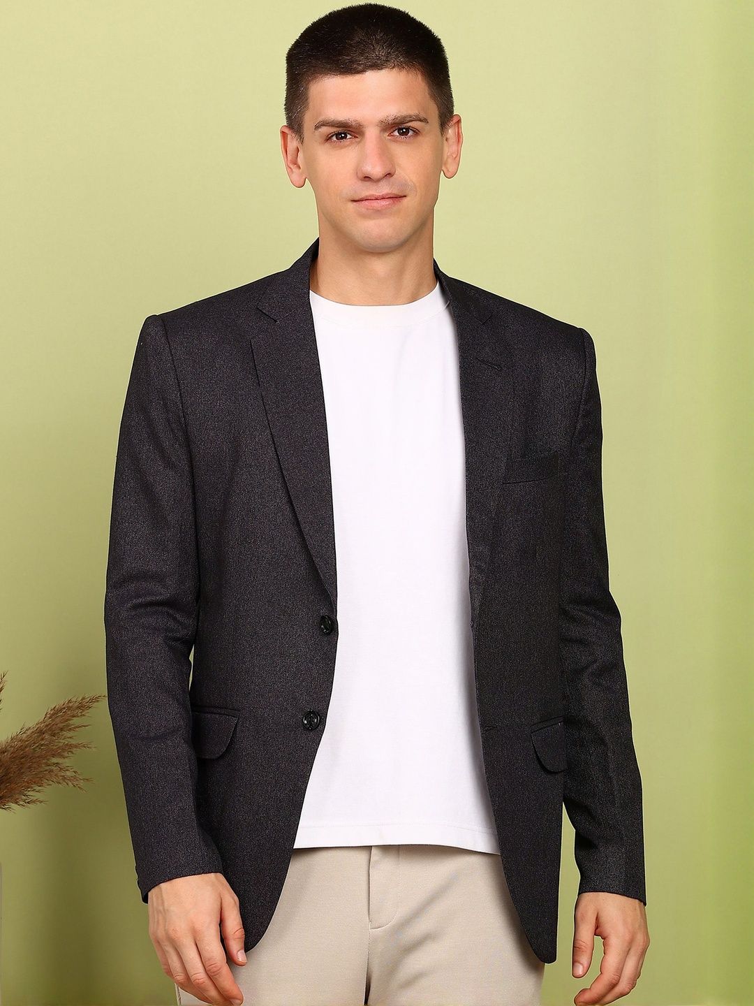 FUBAR Slim Fit Notched Lapel Collar Single Breasted Blazer-picture-26