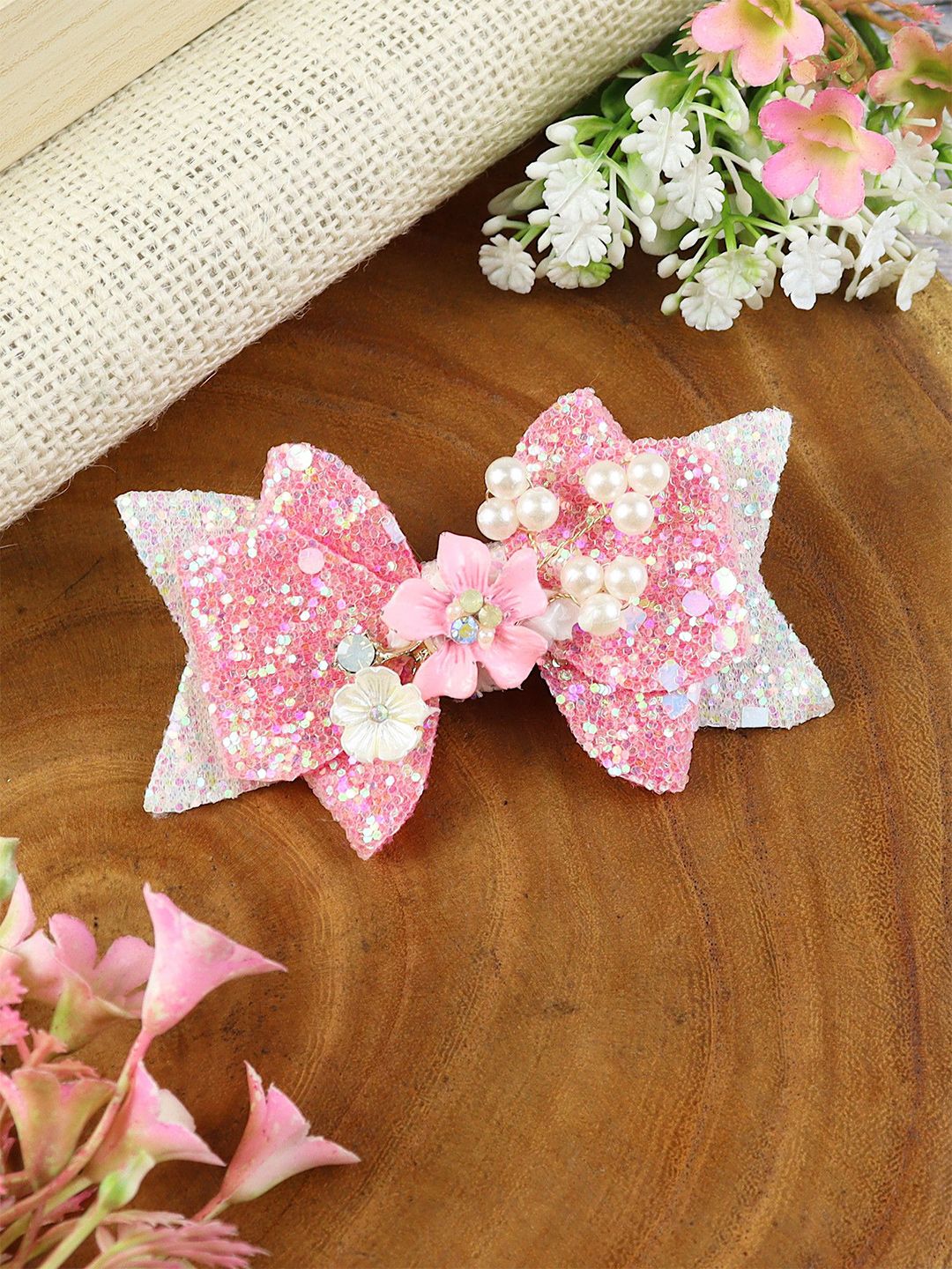 Asthetika Kids Girls Embellished Bow Alligator Hair Clip