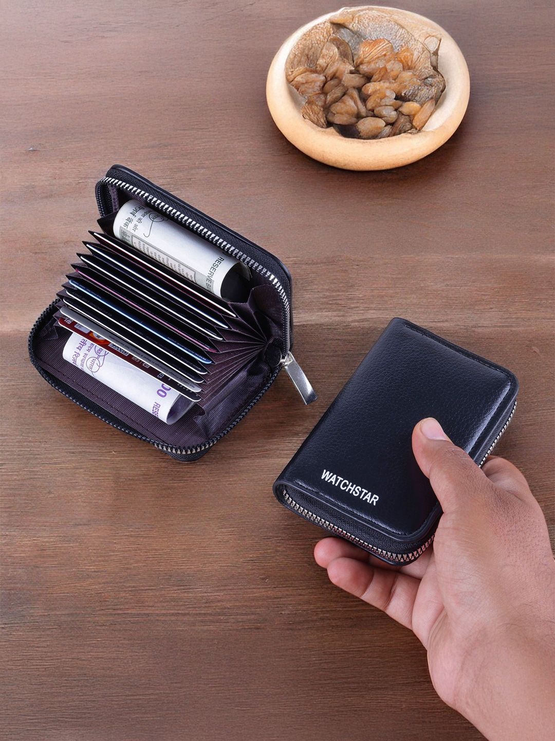 WATCHSTAR Unisex Solid Leather 1 Main Compartment 9 Card Holders Wallets-image-13